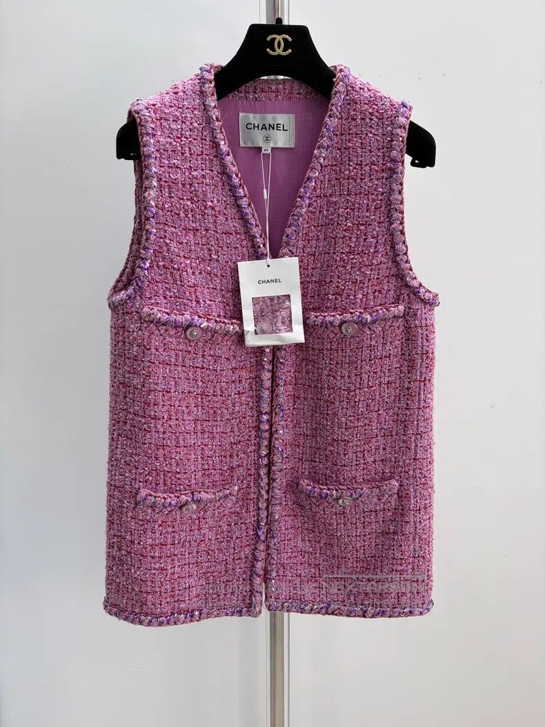 Chanel Chanel Spring and summer pink and purple woven long vest Size XXS / US 00 / IT 34 - 1 Thumbnail
