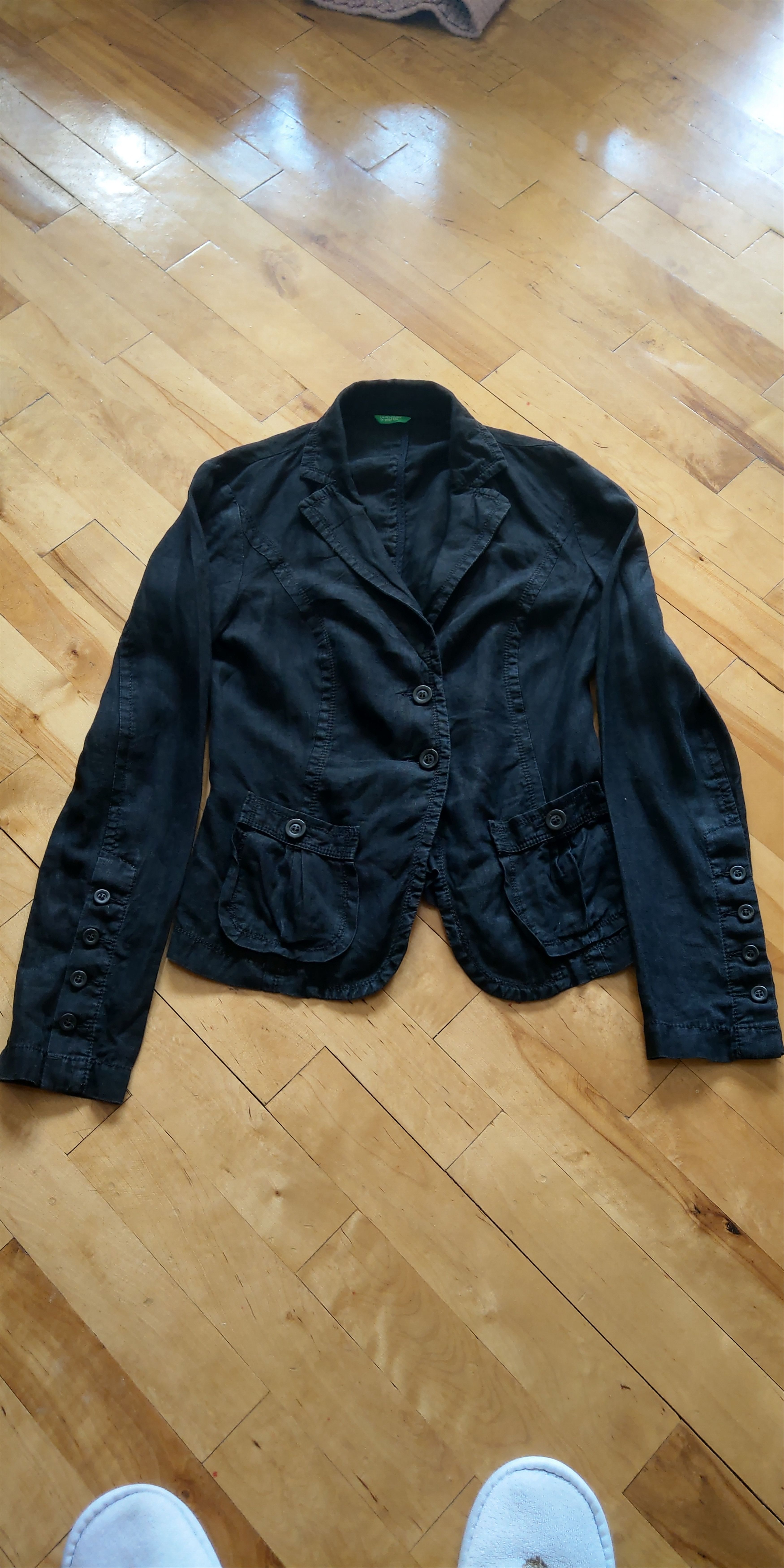 Vintage 100% Linen Jacket Noir Blazer Darkfashion Alt Goth Emo Witch Size M / US 6-8 / IT 42-44 - 1 Thumbnail