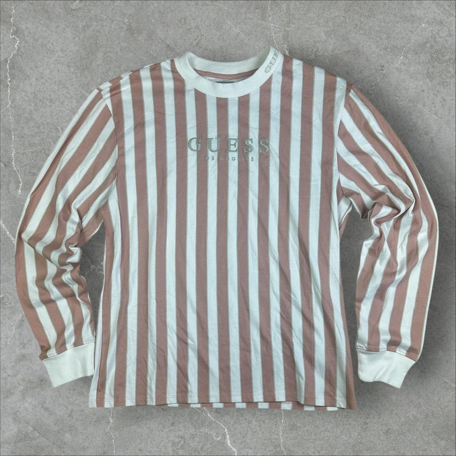 Guess GUESS Pink Striped Long Sleeve T-Shirt SIZE MEDIUM Size US M / EU 48-50 / 2 - 1 Thumbnail