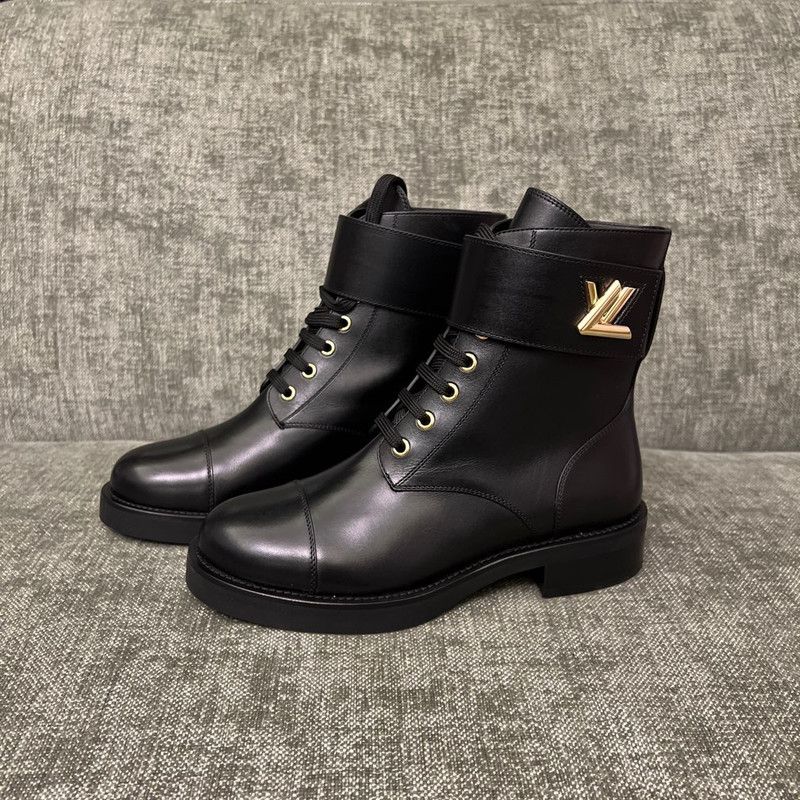 Louis Vuitton Louis Vuitton Wonderland Black Leather Martin Boots 0079 Size US 8 / IT 38 - 1 Thumbnail