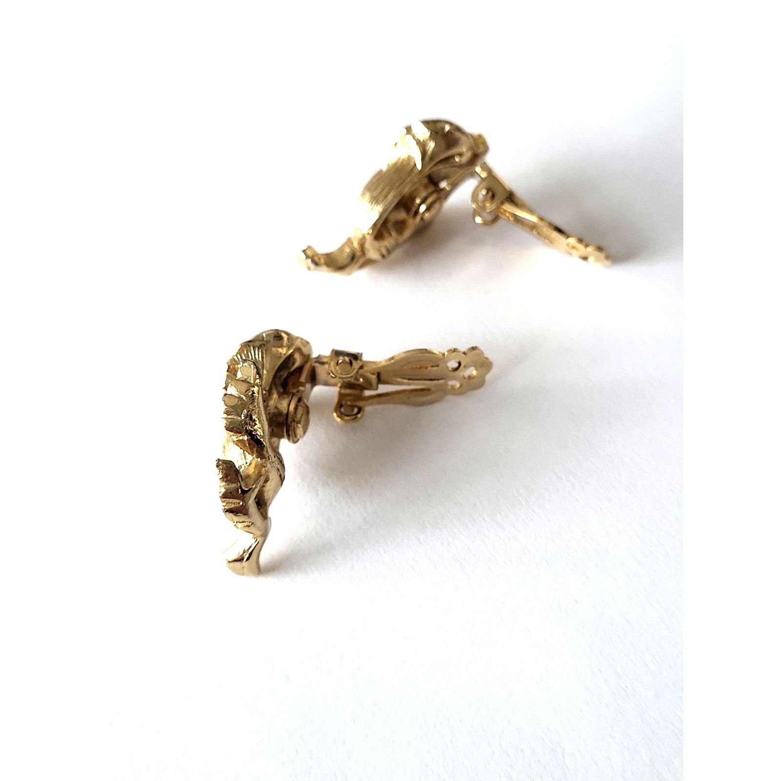 Other Lisner Signed Vintage Earrings Gold Flower Clip Size ONE SIZE - 3 Thumbnail