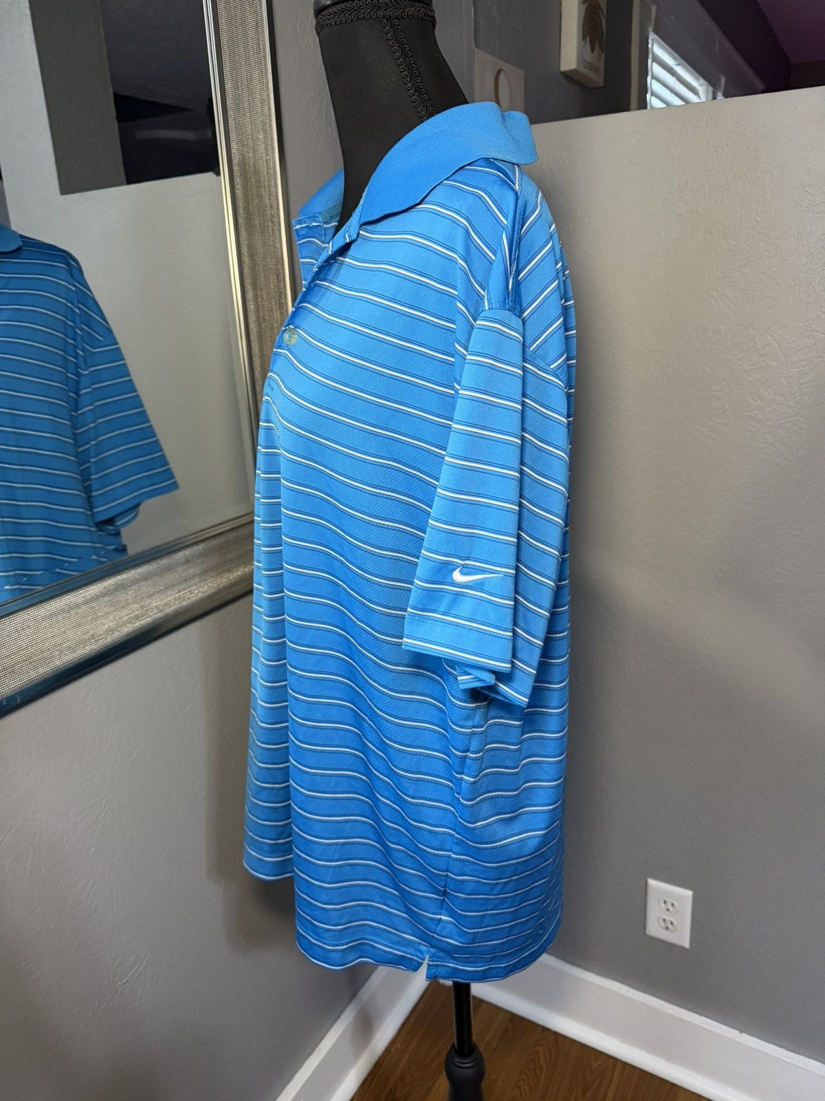 Nike Nike Golf Dri-Fit Blue Striped Polo Shirt Size Large Size US L / EU 52-54 / 3 - 2 Thumbnail