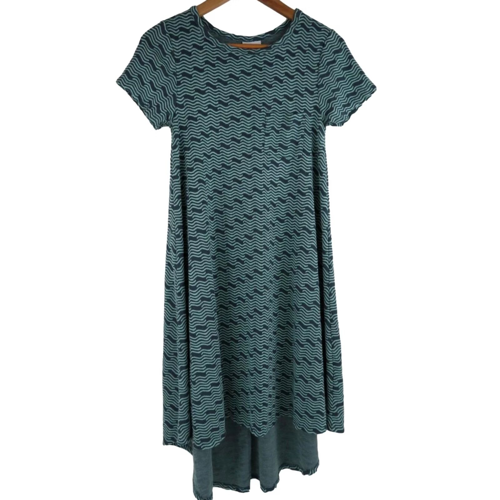 Vintage VINTAGE LuLaRoe Jacquard Carly Dress 2XS Blue Mint Green High Low Stretch Womens Sz 2XS Size XXS / US 00 / IT 34 - 2 Thumbnail