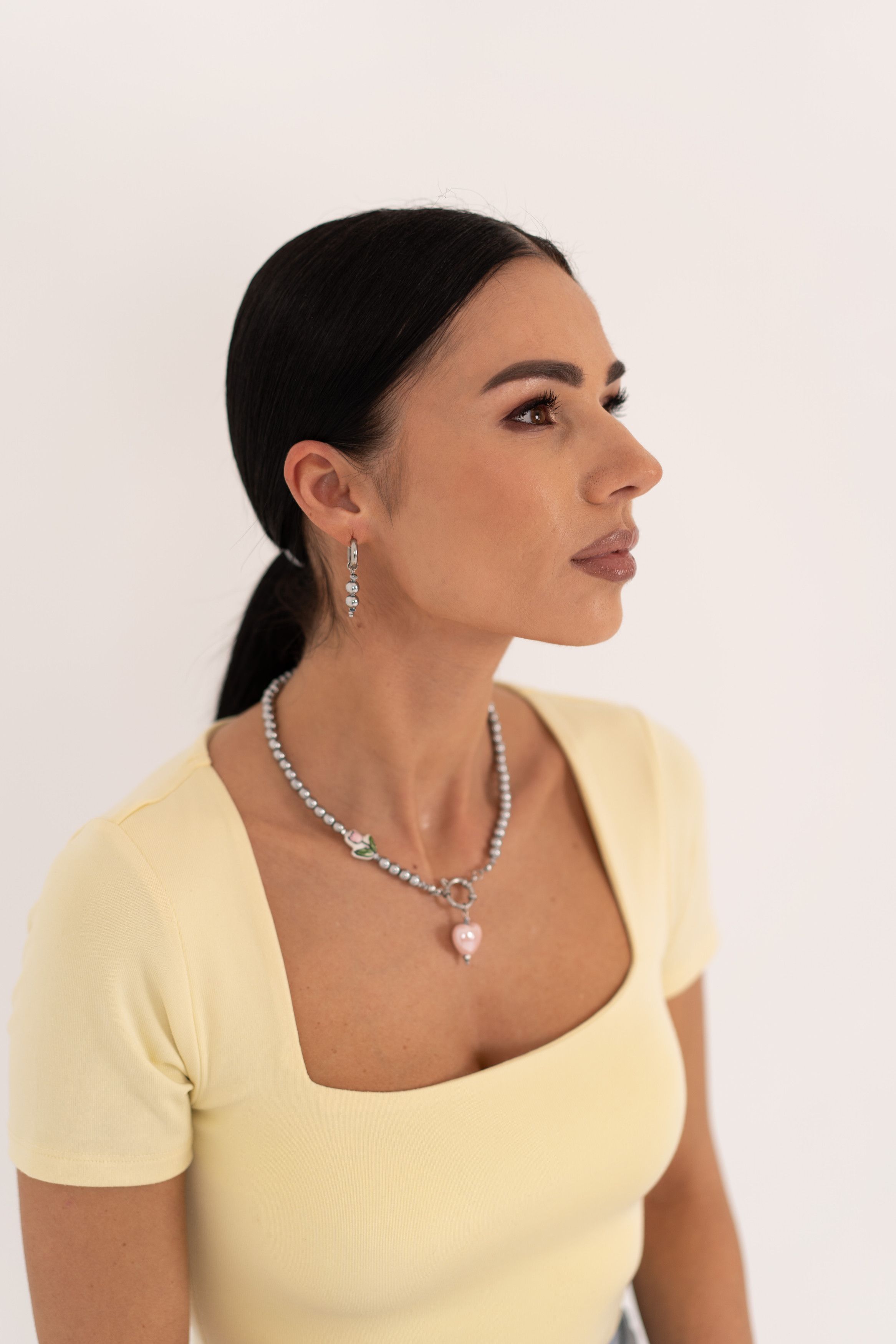 Other Rosalie Heart & Bloom Hematite Necklace & Earrings Set Size ONE SIZE - 4 Thumbnail