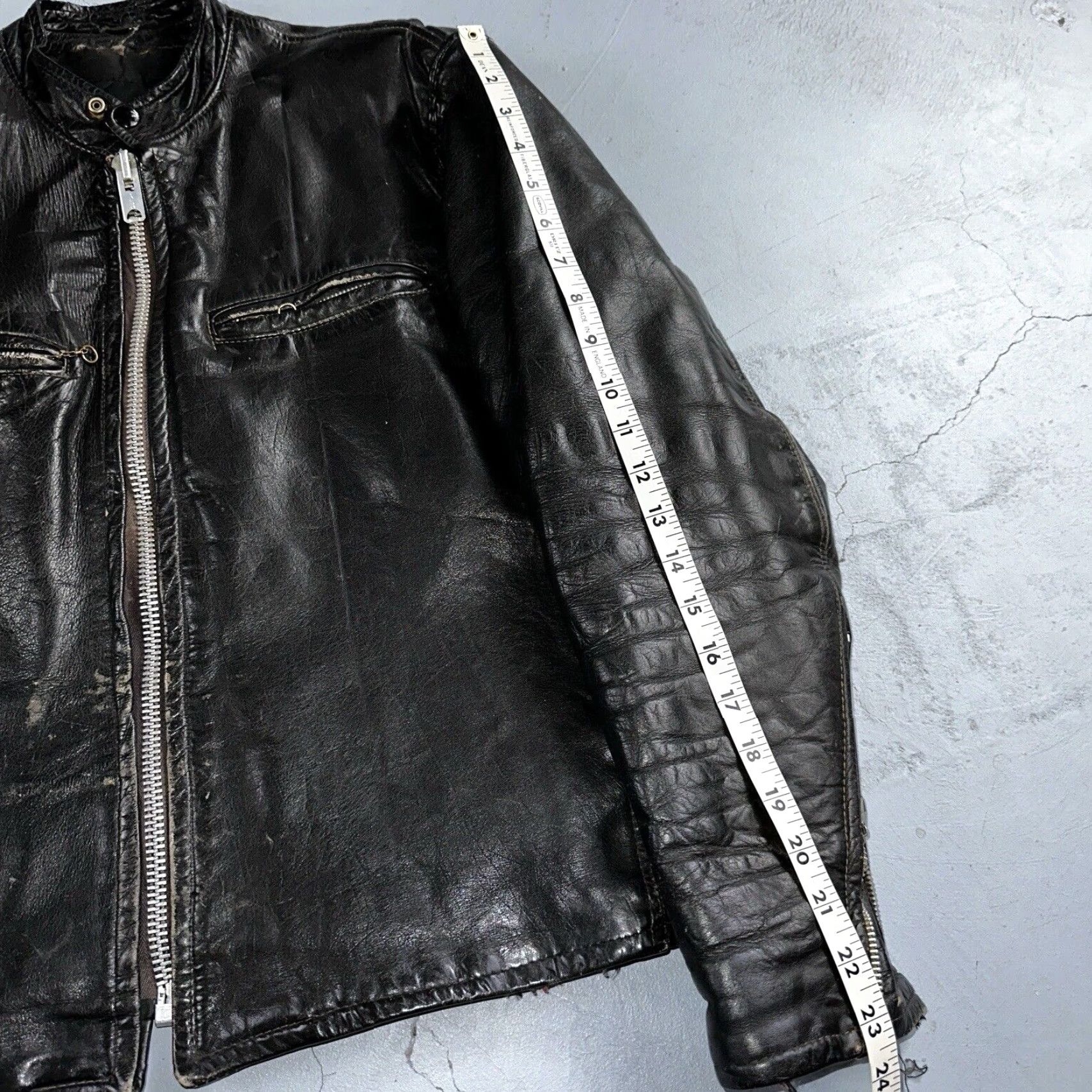 Vintage VINTAGE Motorcycle/ Biker Leather Jacket Black 38 1960s 50s 60s Cafe Racer Vintage 38 Mens Womens Boys Girls Size US XXS / EU 40 - 3 Thumbnail