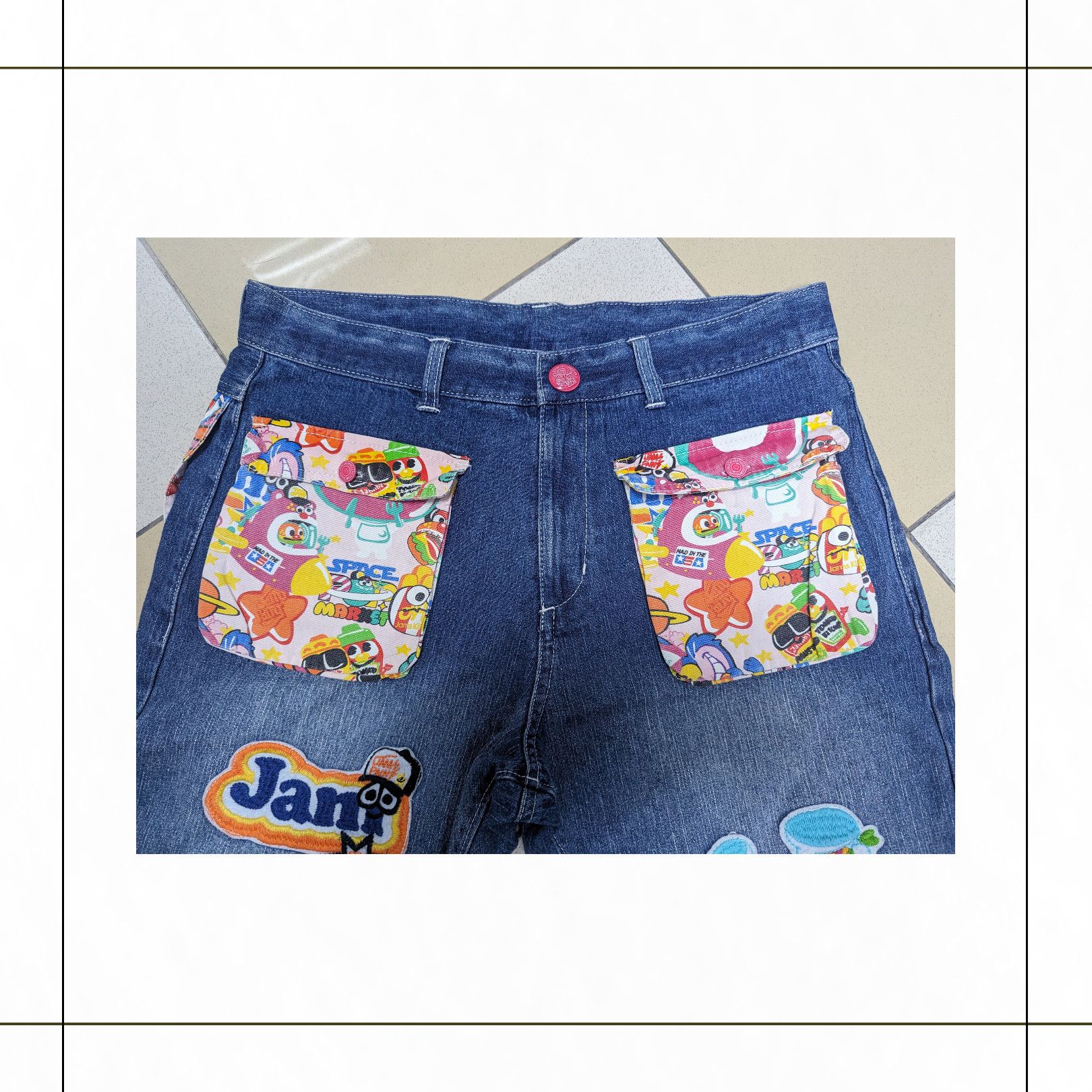 Hysteric Glamour × PPFM Colourful Like Takashi Murokami Japanese Brand Cropped Jeans Size US 32 / EU 48 - 4 Thumbnail