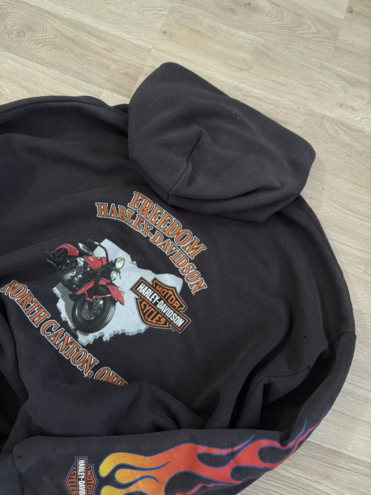 Harley Davidson Harley Davidson Flame Distressed Zip Hoodie Size US XL / EU 56 / 4 - 11 Thumbnail