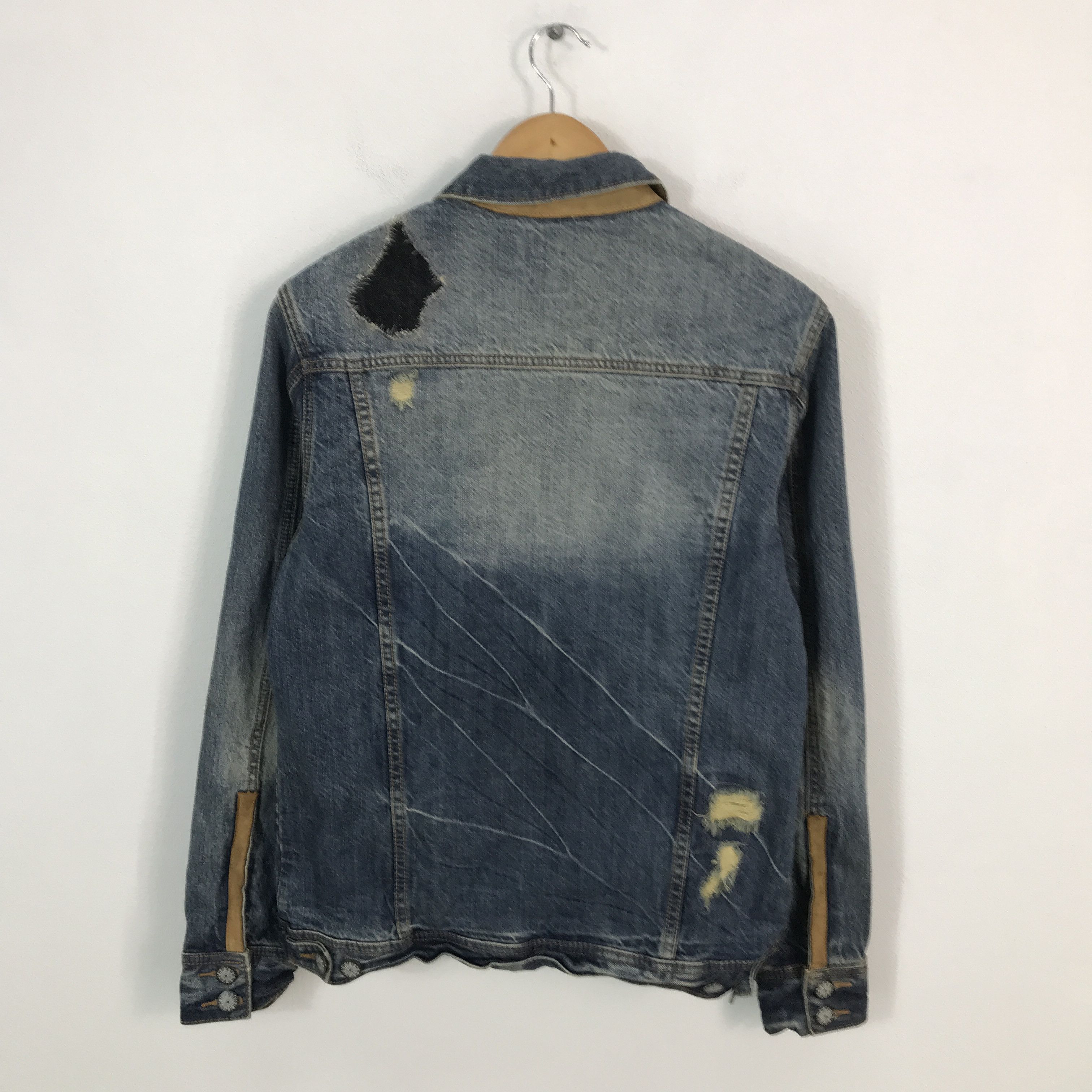 Japanese Brand urbancraft Japan Distressed Leather Denim jacket Size US L / EU 52-54 / 3 - 2 Thumbnail