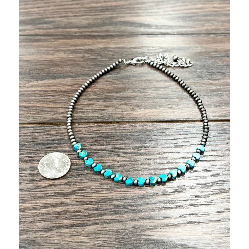 Other Handmade Navajo Heart Gemstone Necklace, Turquoise Beads, Ad Size ONE SIZE - 2 Thumbnail