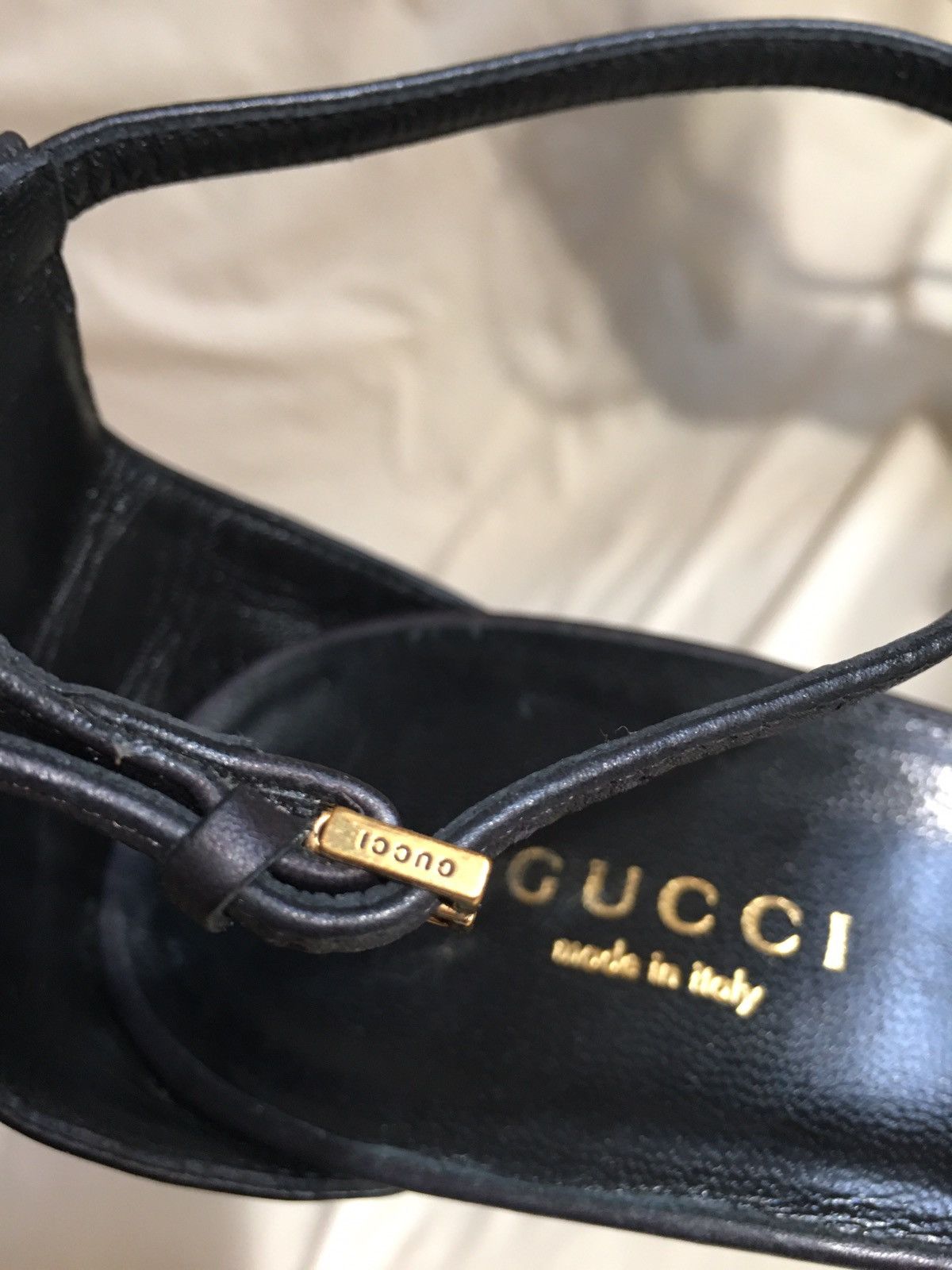 Gucci GUCCI Kinga Black Leather Heels Sandals EU 40.5 Size US 10.5 / IT 40.5 - 14 Thumbnail