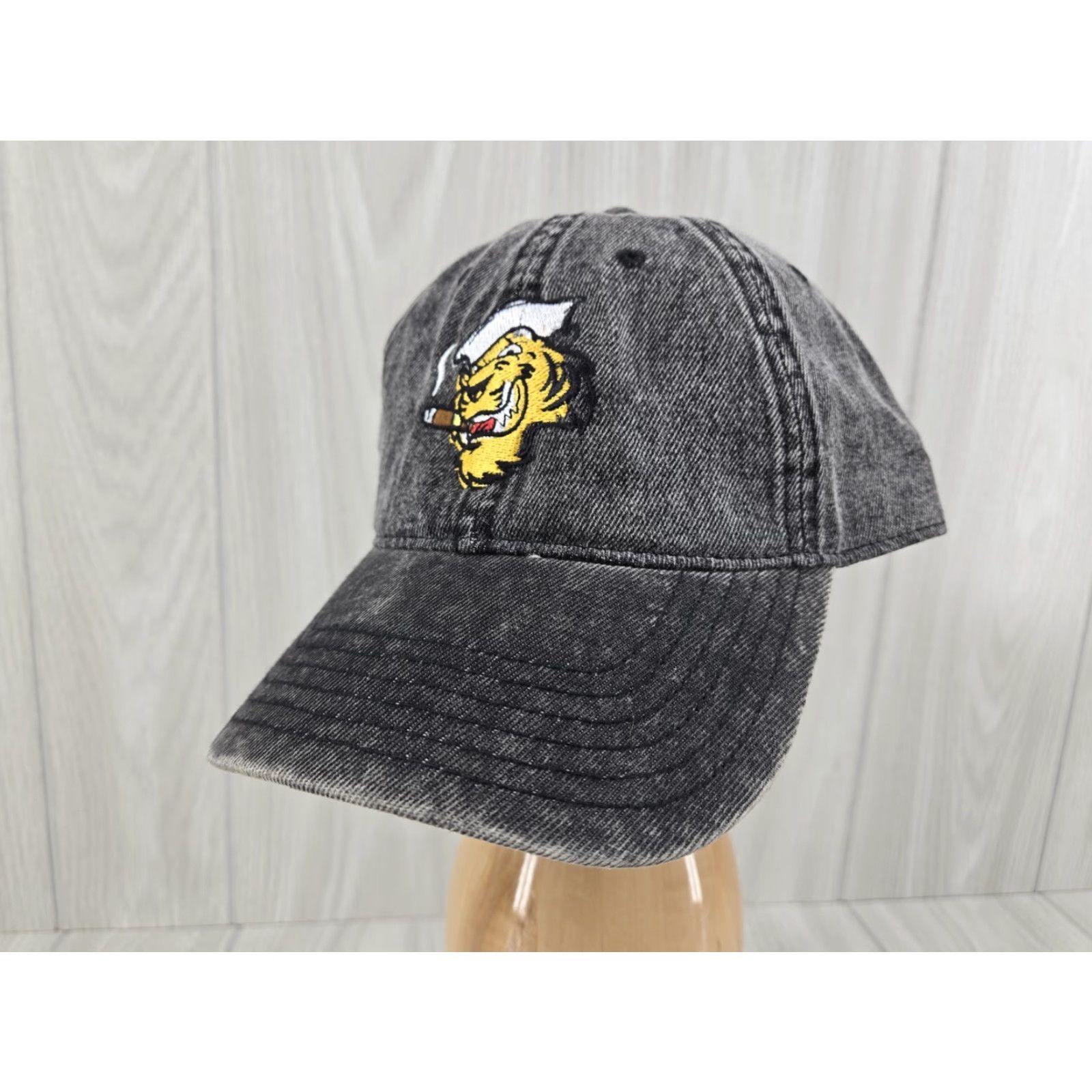 Vintage Otto Hat Baseball Cap Men Adjustable Black Cotton Happy Tiger Cigar Acid Washed Hardwear Designer Theme Tigers Mens Size ONE SIZE - 2 Thumbnail