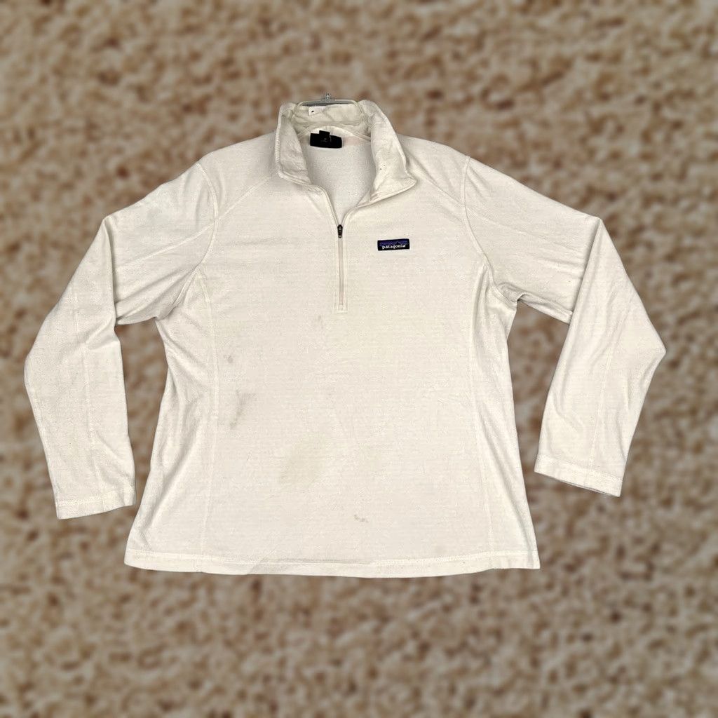 Patagonia Patagonia Sweater Womens XL White 1/4 Zip Mock Neck Fleece Pullover Top Size XL / US 12-14 / IT 48-50 - 1 Thumbnail