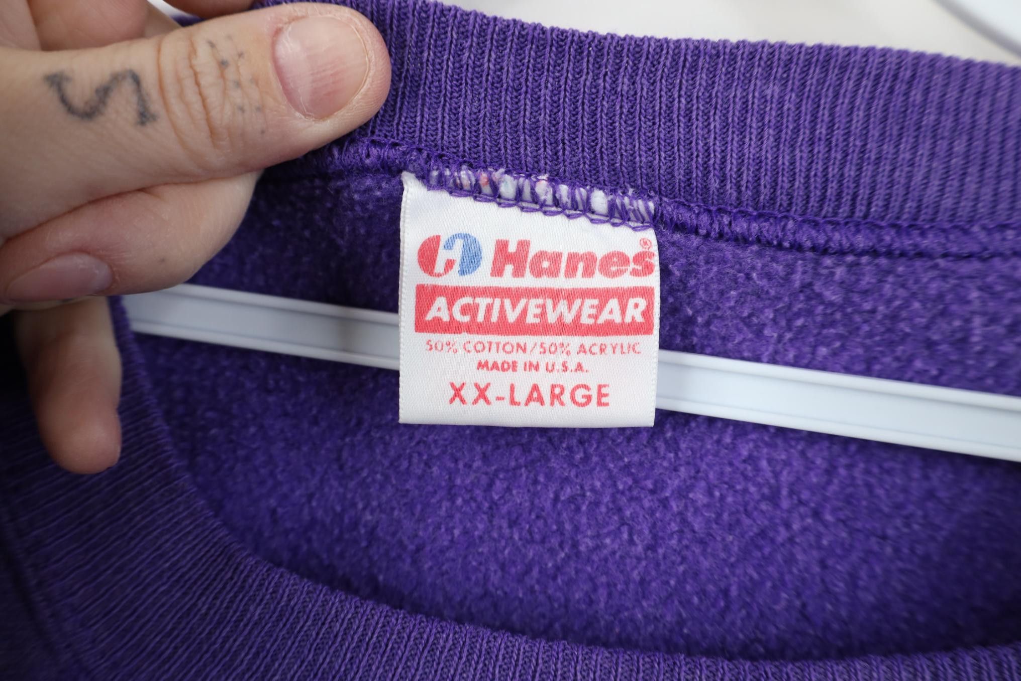 Vintage Vintage 90s Streetwear Raglan Crewneck Sweatshirt Purple USA Size XXL / US 16-18 / IT 52-54 - 4 Thumbnail