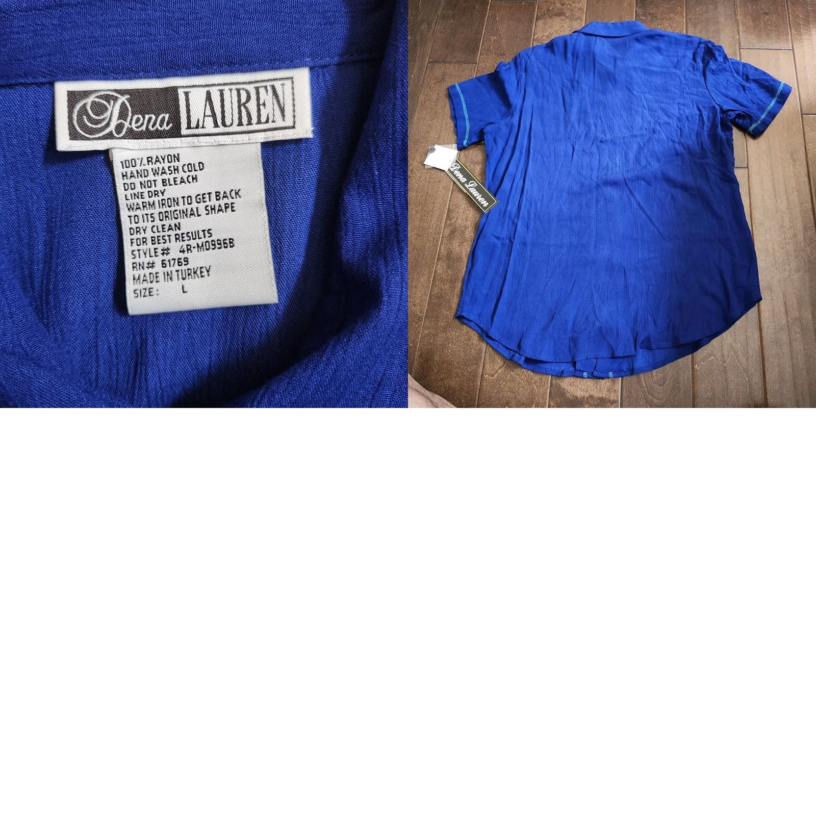 Vintage Dena Lauren Women's Blue Floral Button-Up Shirt - L - NWT Size L / US 10 / IT 46 - 10 Thumbnail