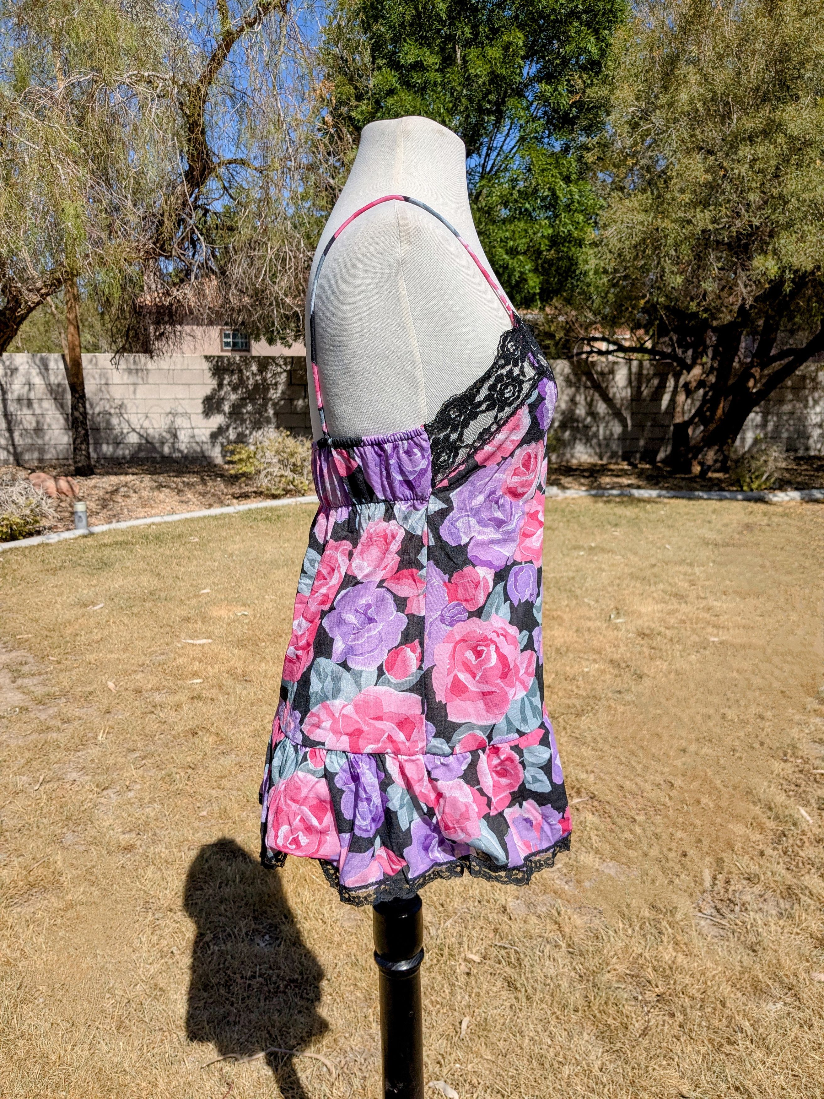 Vintage Floral Pullover Slip Gilligan & O'Malley USA Chemise Nightie Size S / US 4 / IT 40 - 3 Thumbnail