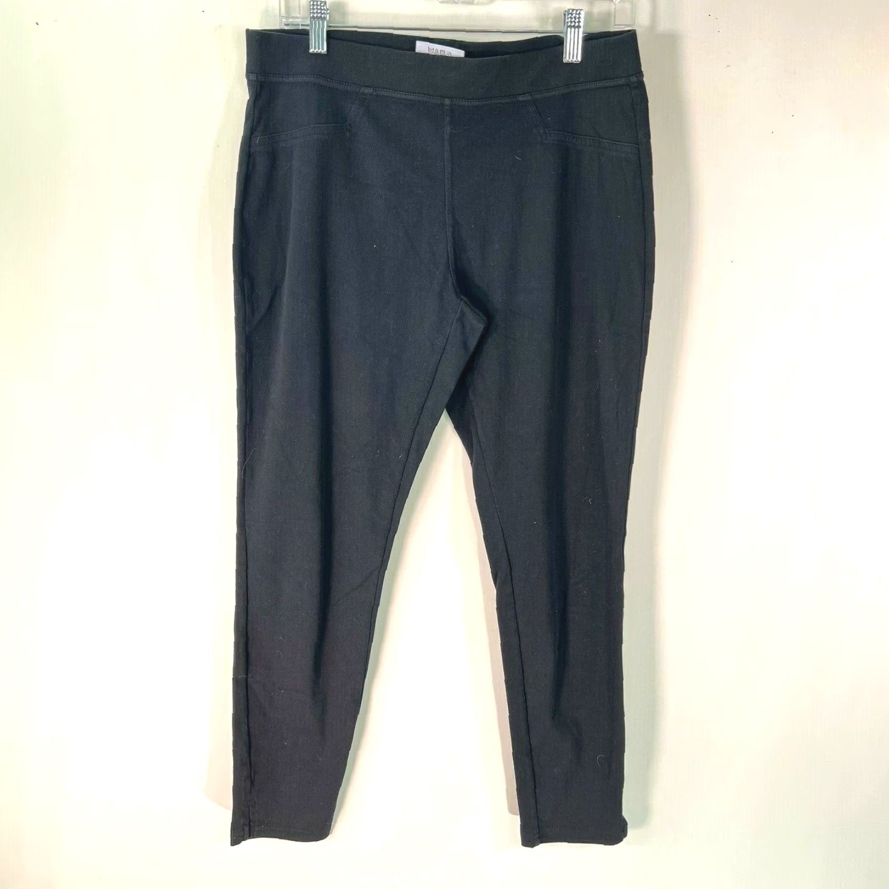 Vintage Womens Black Pants Flat Front Regular Fit Cotton Blend Pull On Size Large Size 36" / US 14 / IT 50 - 2 Thumbnail