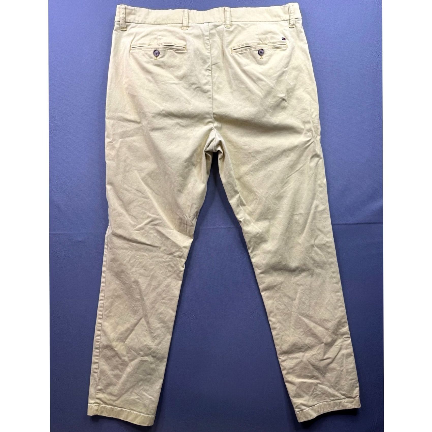 Tommy Hilfiger Tommy Hilfiger Slim Fit Chino Pants Mens Tan Khaki 36/32 Stretch 4-Pocket Logo Embroidered Size US 36 / EU 52 - 4 Thumbnail