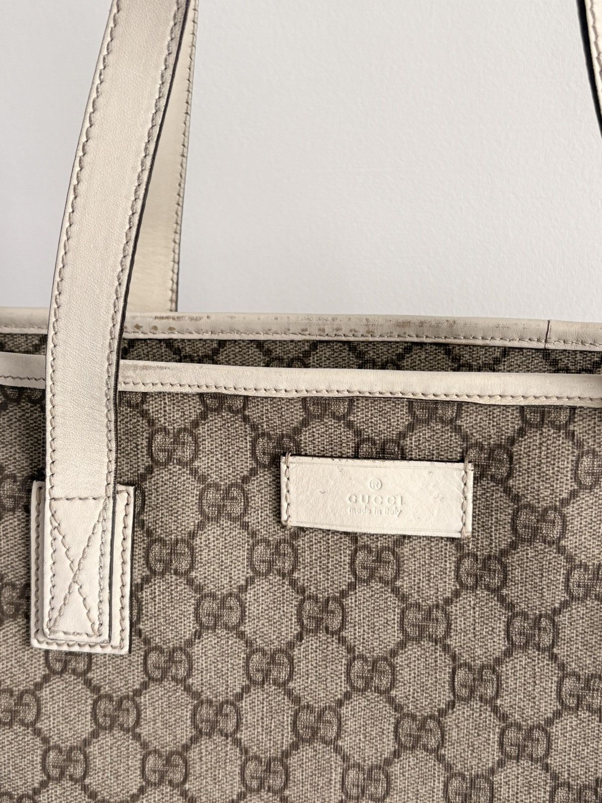 Gucci Gucci Supreme GG Monogram Large Tote Bag PVC Canvas White Size ONE SIZE - 3 Thumbnail