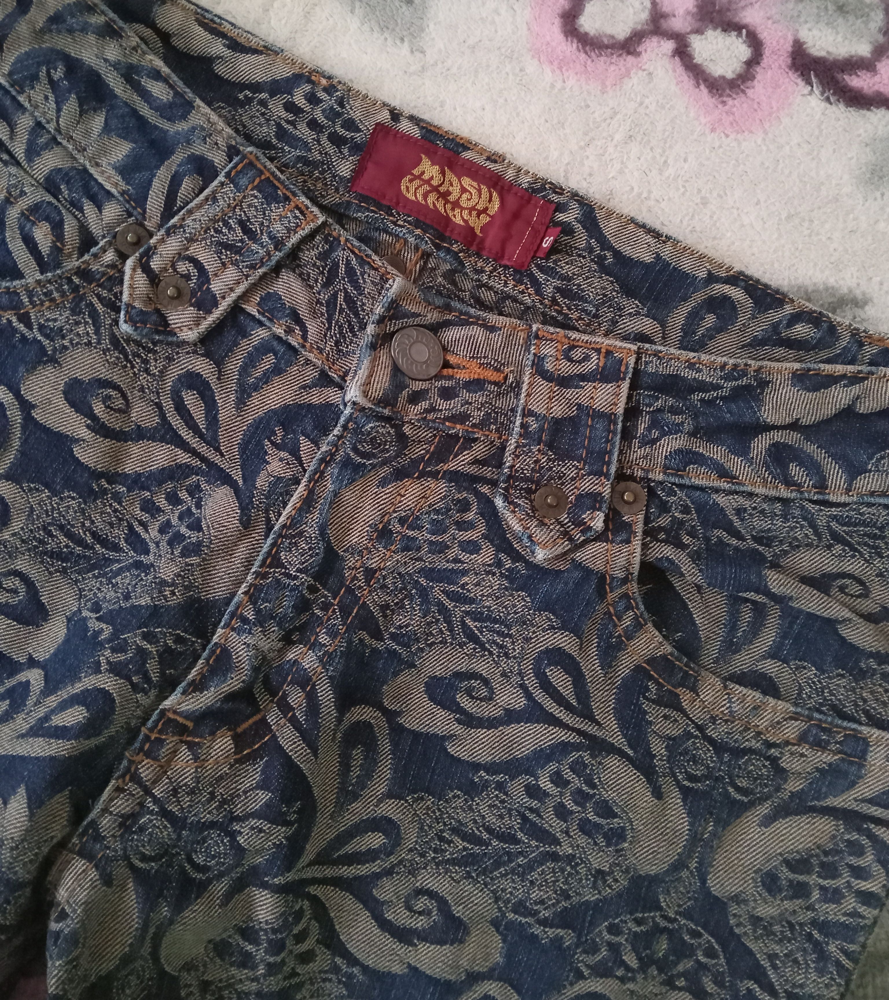 Japanese Brand Mash Mania Rare Peacock Design Flare Jeans Size 28" / US 6 / IT 42 - 6 Thumbnail