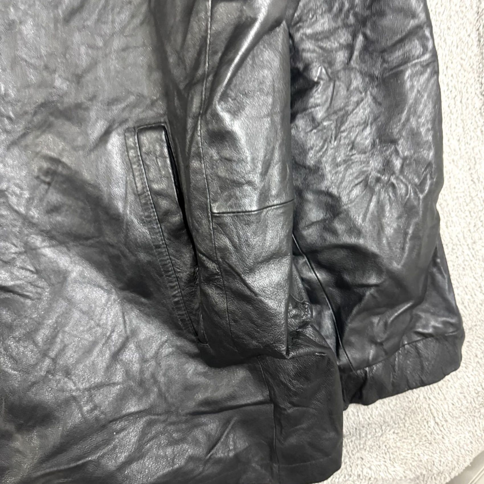 Vintage VINTAGE St. Johns Bay Jacket Mens 3XLT Black Leather Full Zip Mid Length Lined Overcoat Size US XXL / EU 58 / 5 - 3 Thumbnail