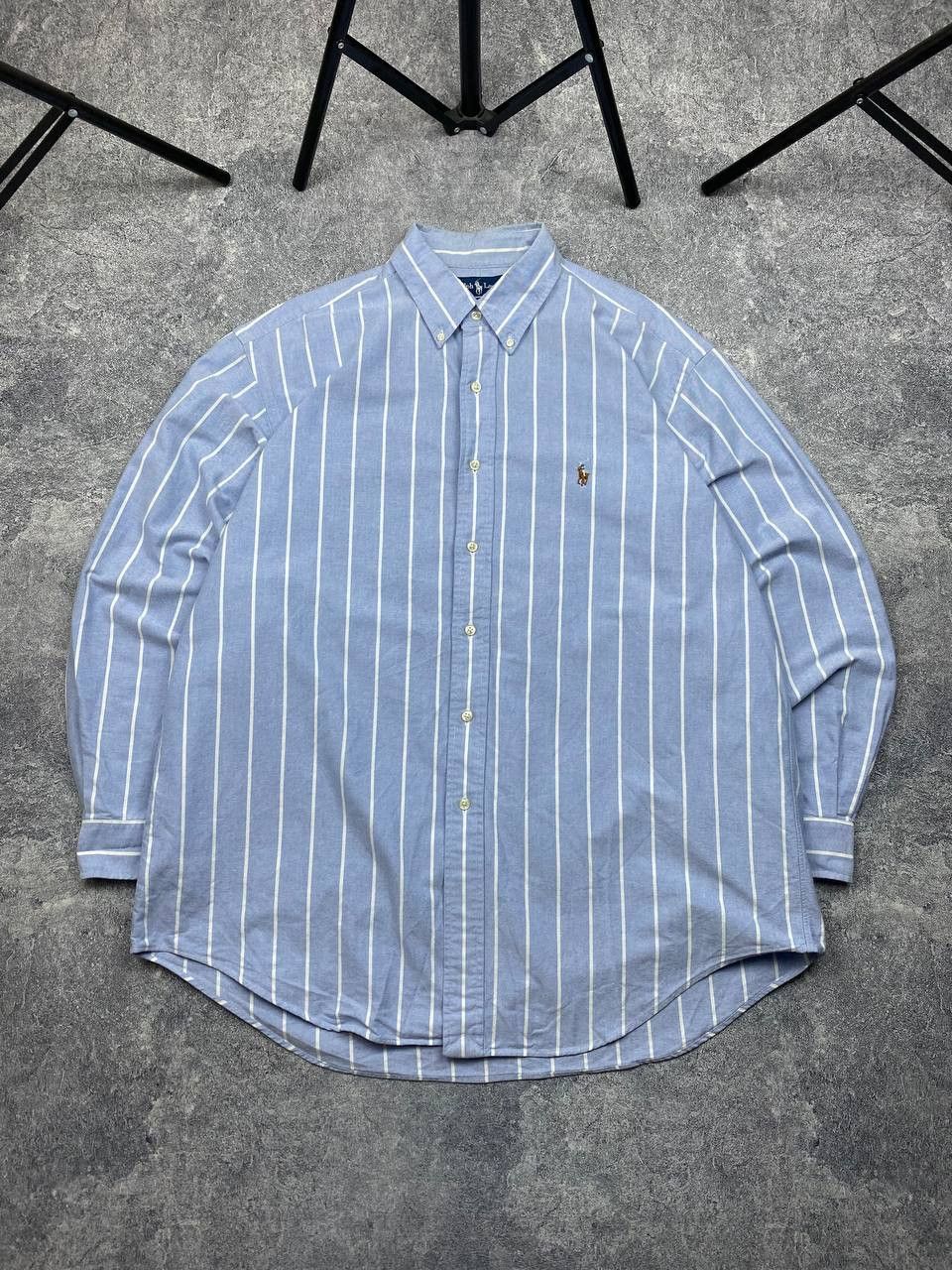 Polo Ralph Lauren × Vintage Vintage 90s Polo Ralph Lauren Striped Blue/White Shirt Y2K Size US XXL / EU 58 / 5 - 3 Thumbnail
