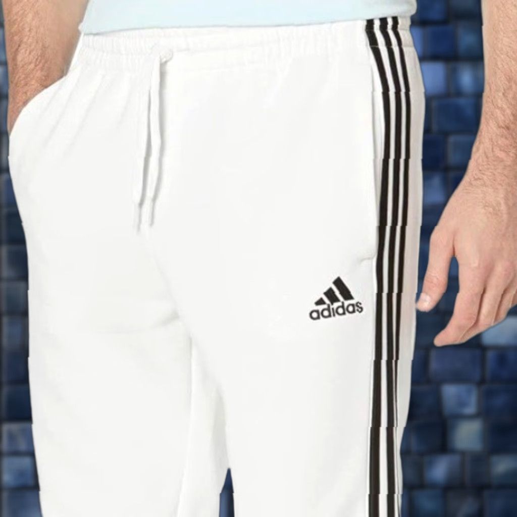 Adidas Adidas Pants Mens 3XL White Black Fleece Tapered Cuff Sweatpant Jogger 3 Stripe Size US 39 - 1 Thumbnail