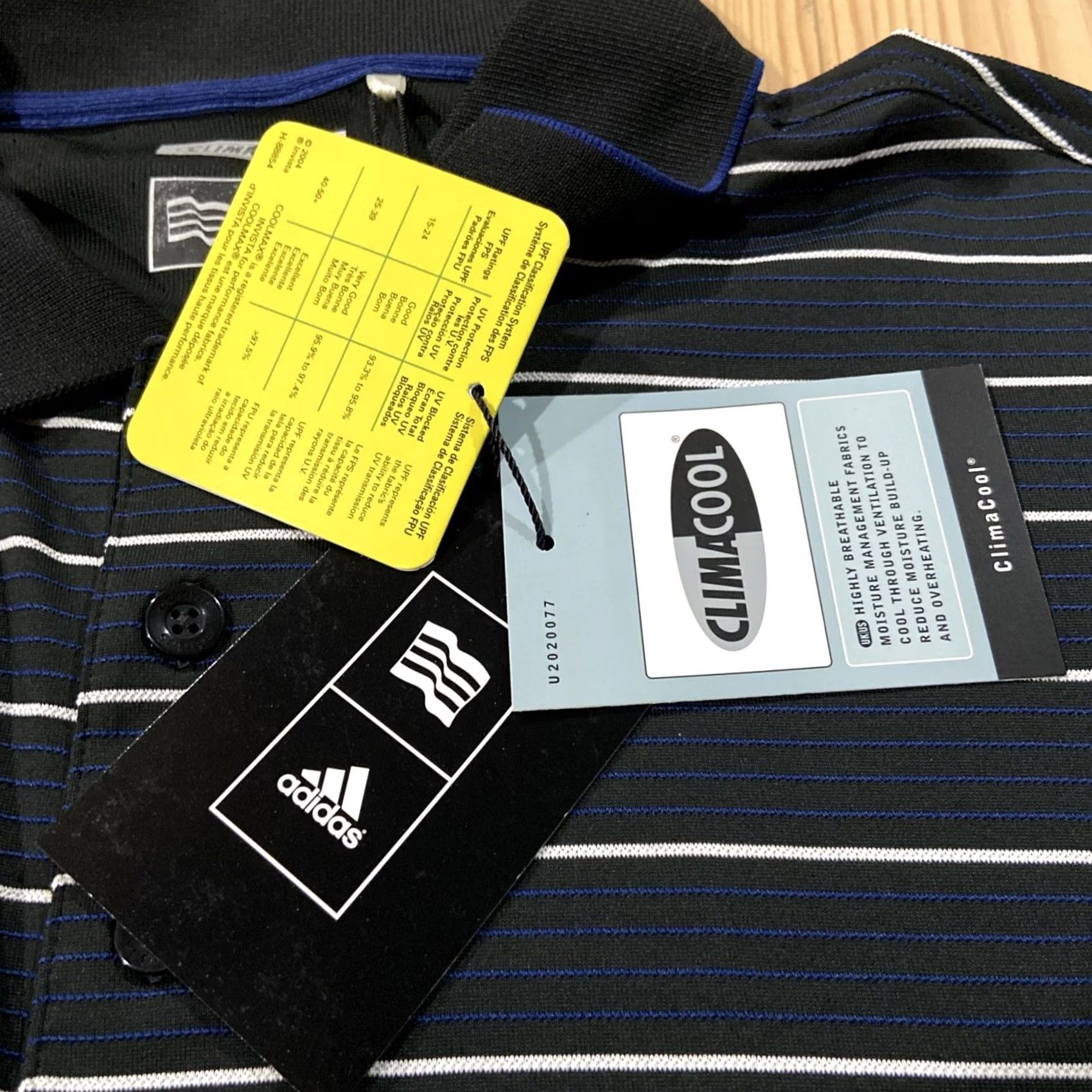 Adidas Adidas Climacool Performance Polo Mens XL Black Blue NWT Golf Breathable Lightweight Short Sleeve Shirt Sports 90s Size US XL / EU 56 / 4 - 4 Thumbnail