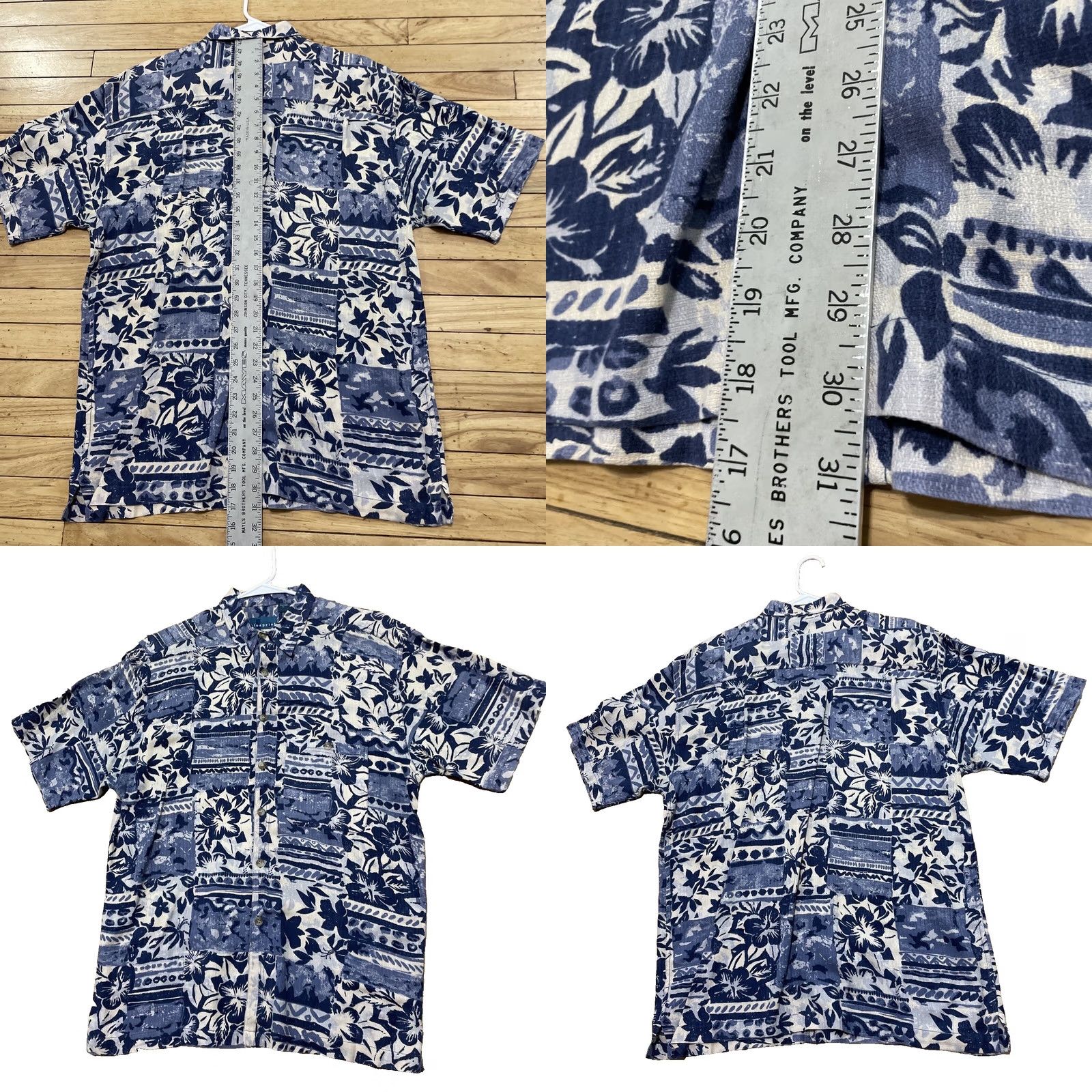 ALOHAS Blueprint Vtg 90s Shirt Men's L Blue Hawaiian Aloha Floral Madras Cotton Shirt Size US L / EU 52-54 / 3 - 8 Thumbnail