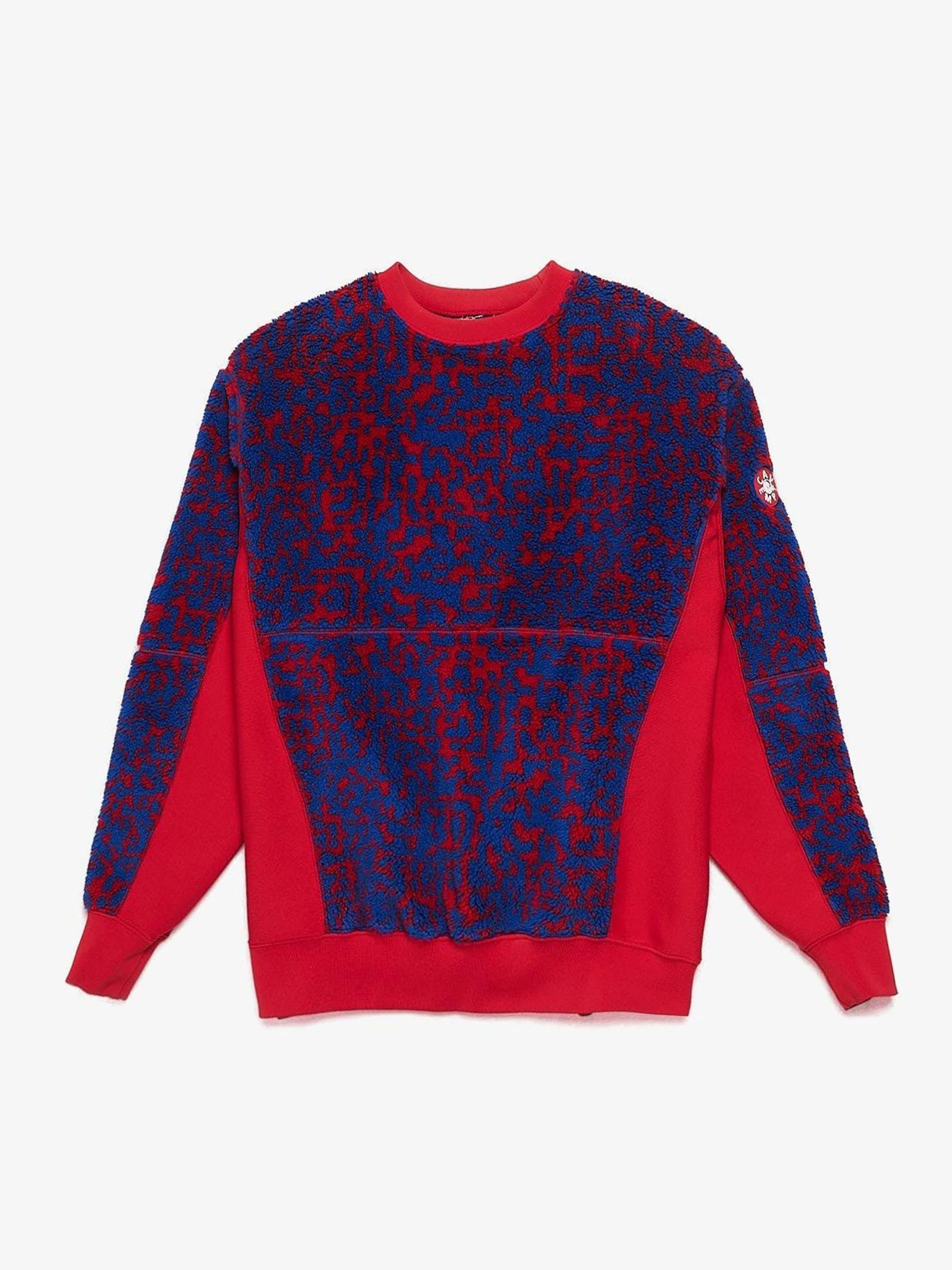 Red and Blue Pixel Printed Acrylic Blend Sweatshirt