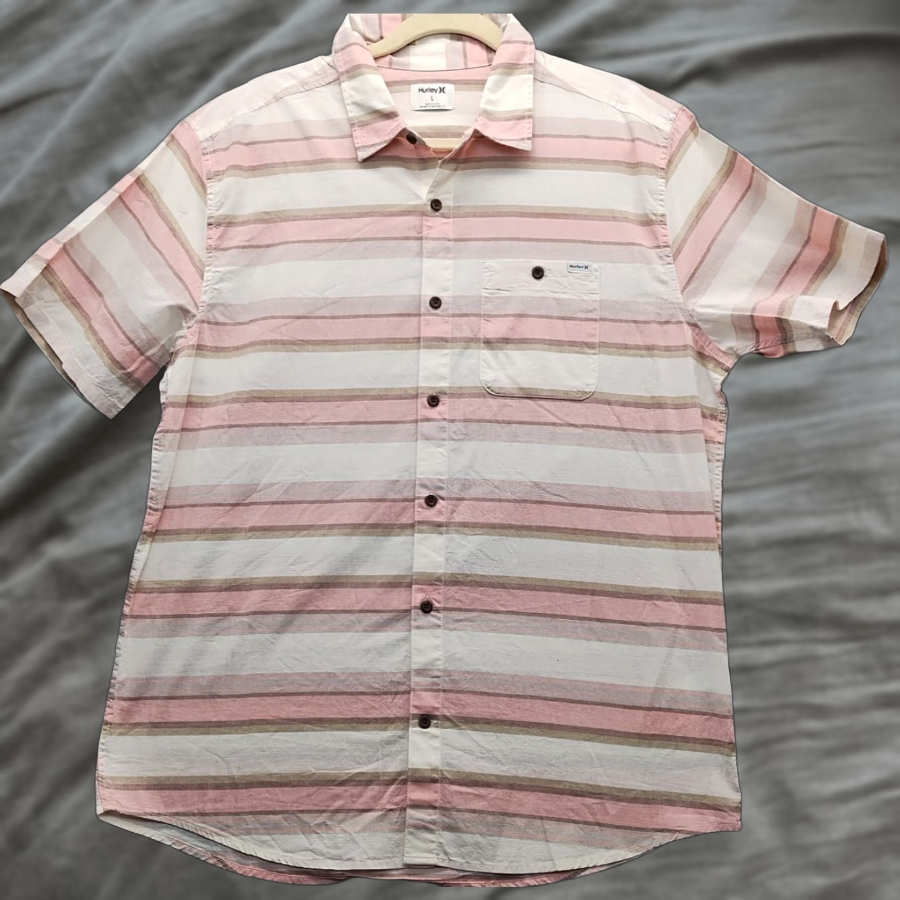 Hurley Hurley Shirt Mens L Multicolor Lido Striped Comfort Short Sleeve Collared Button-Up Size US L / EU 52-54 / 3 - 1 Thumbnail