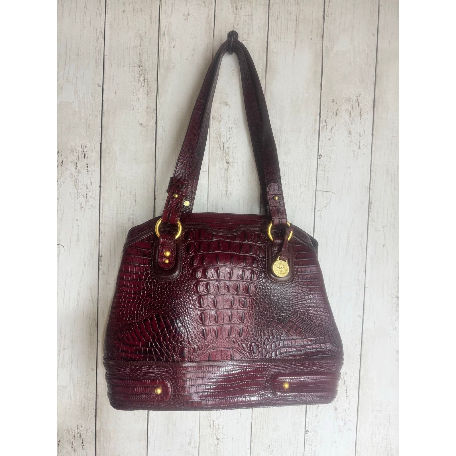 BRAHMIN Brahmin Crocodile shoulder women bag Deep burgundy w wallet Size ONE SIZE - 1 Thumbnail