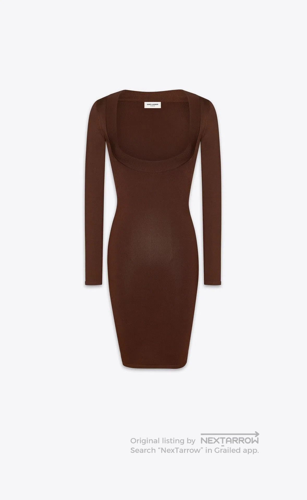 Saint Laurent Paris YSL Brown Square Neck Long. Size M / US 6-8 / IT 42-44 - 5 Thumbnail