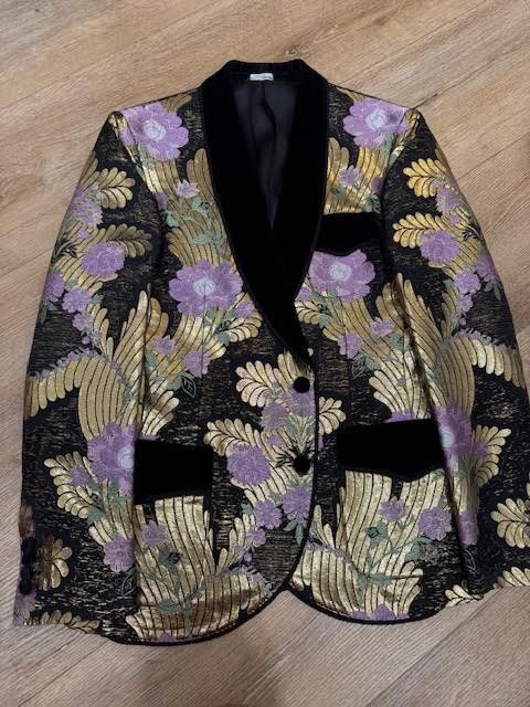 Dolce & Gabbana Dolce and Gabanna Floral Blazer with Velvet Lapel Size 48R - 1 Thumbnail