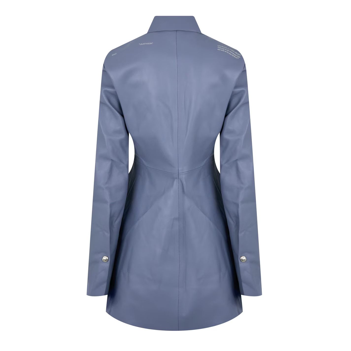 Off-White o1g2r1mq0125 Leather Shirt Dress in Slate Blue Size S / US 4 / IT 40 - 2 Thumbnail