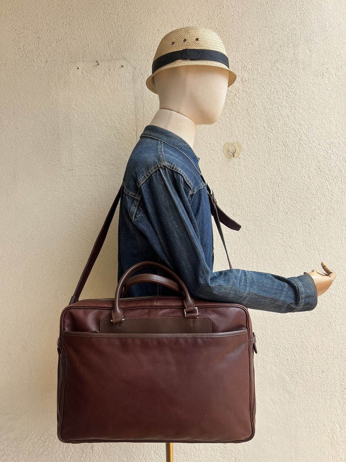 Japanese Brand × Leather Somes Saddle Japan Distressed Patina Leather 2 Way Bag Size ONE SIZE - 1 Thumbnail