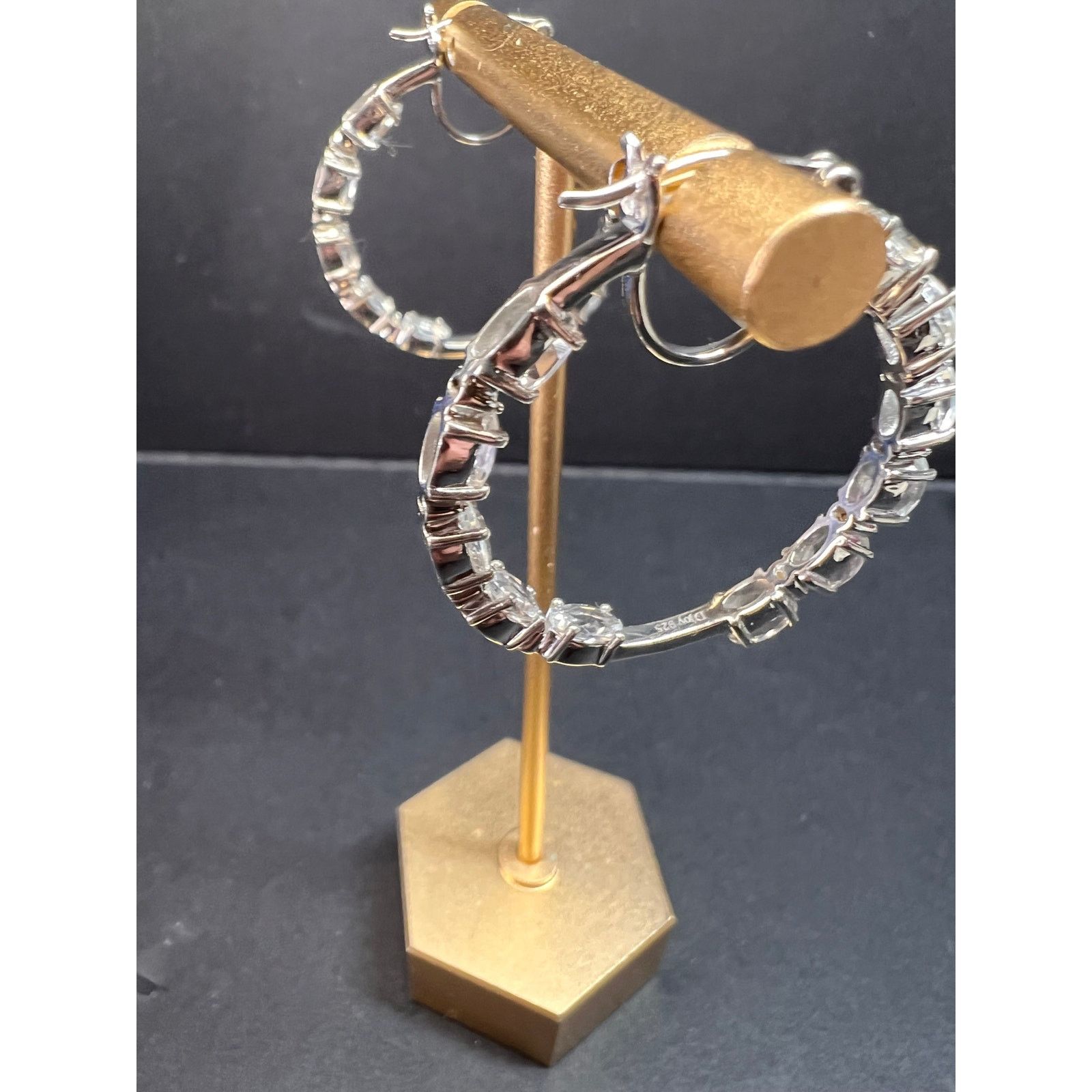 Other NEW Petalite zircon hoop earrings platinum over 925 silver Size ONE SIZE - 10 Thumbnail