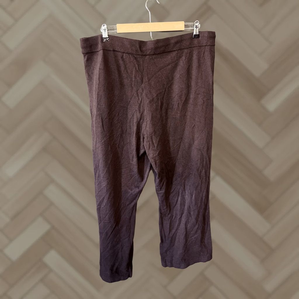 Gap VINTAGE Gap Womens Brown Pull On Knit Cropped Ribbed Wide Leg Pants XL Womens Size 40" / US 18 - 1 Thumbnail