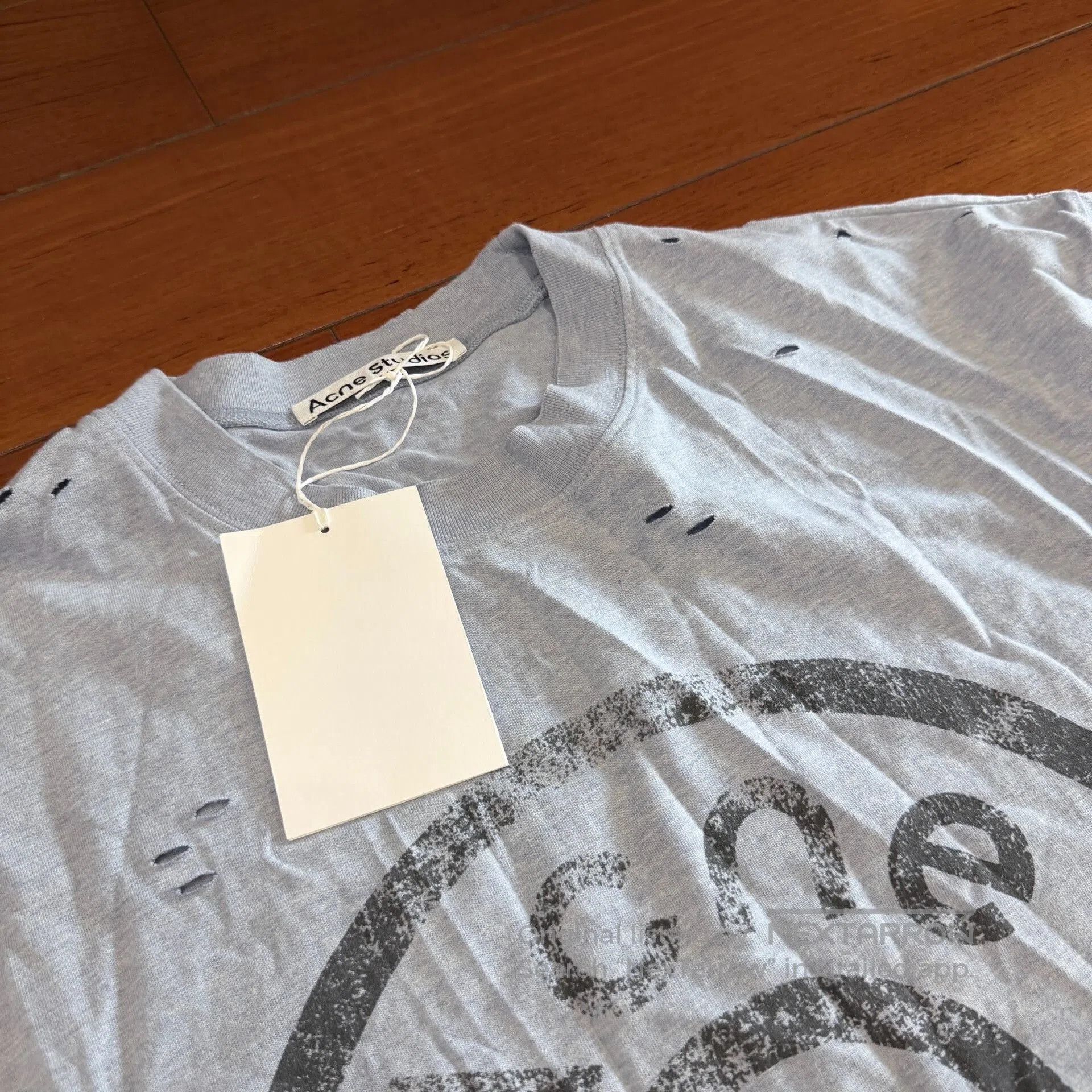 Acne Studios Acne Studio Light Blue Distressed Ripped Tee. Size US L / EU 52-54 / 3 - 3 Thumbnail