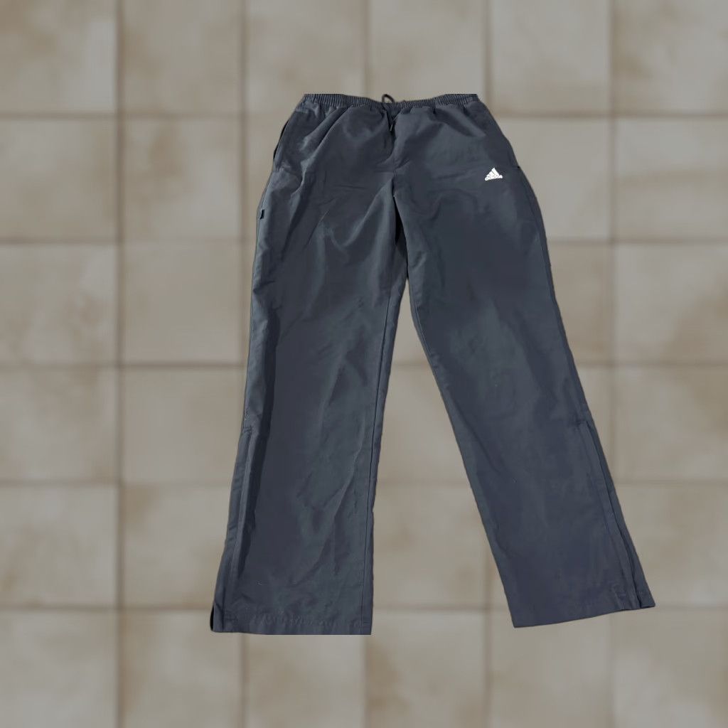 Adidas Adidas Pants Mens M Black Woven Track Elastic Waist Pockets Size US 31 - 1 Thumbnail