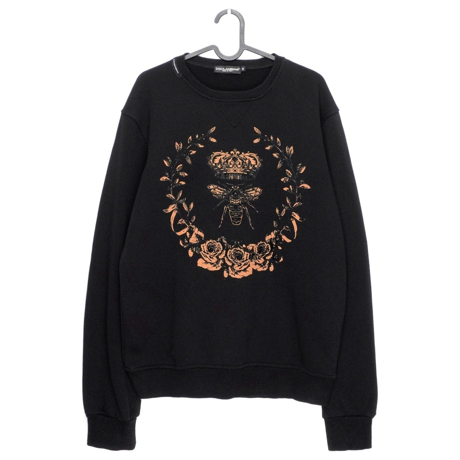 Dolce & Gabbana Dolce Gabbana Crown Bee Logo Floral Print Black Sweatshirt Size US L / EU 52-54 / 3 - 1 Thumbnail