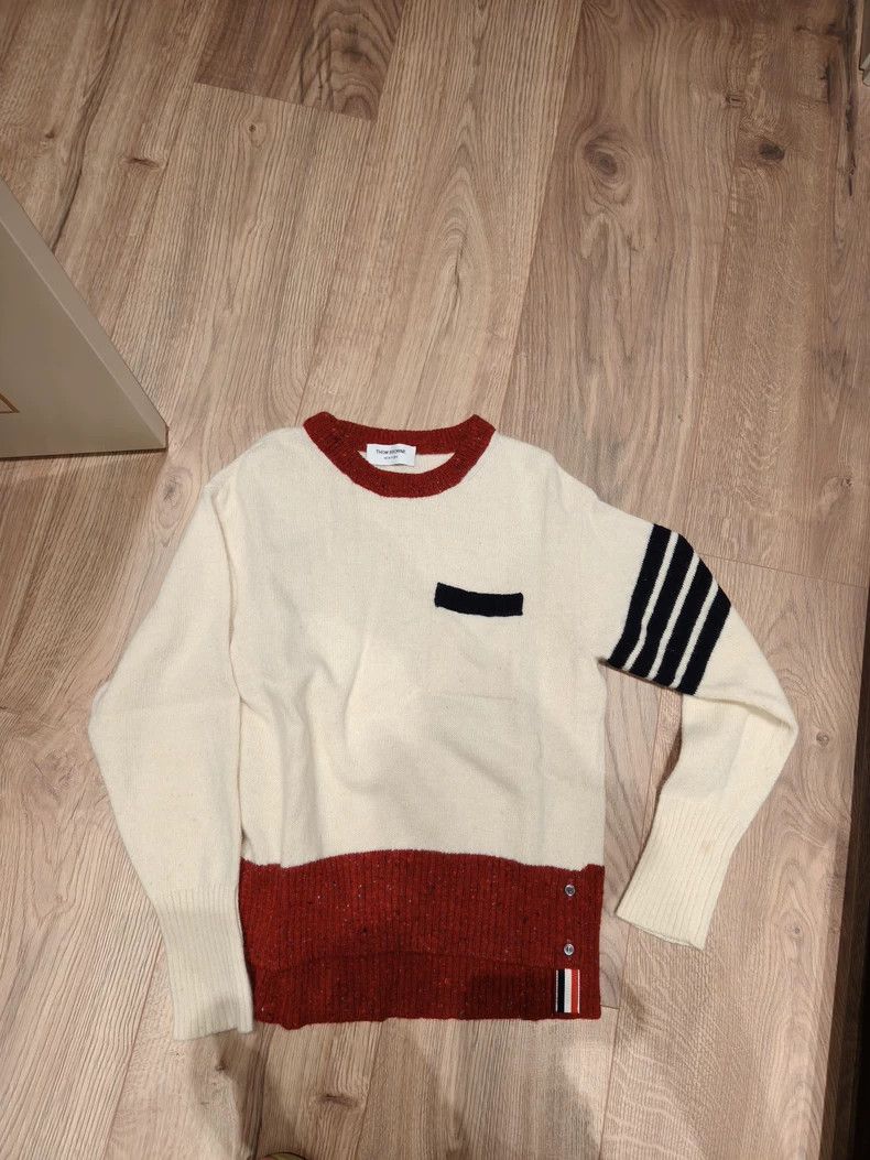 Thom Browne Thom Browne White Red Sweater Knitwear - dmc Size US S / EU 44-46 / 1 - 1 Thumbnail