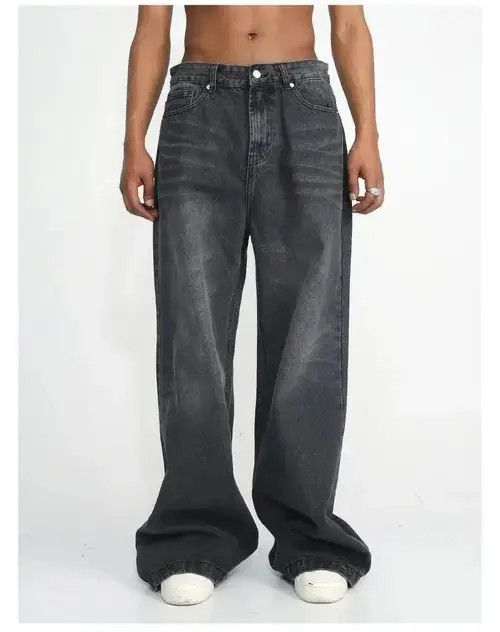 Japanese Brand × Jean Gray Washed Baggy Wide Leg Stacked Denim Jeans Size US 30 / EU 46 - 2 Thumbnail