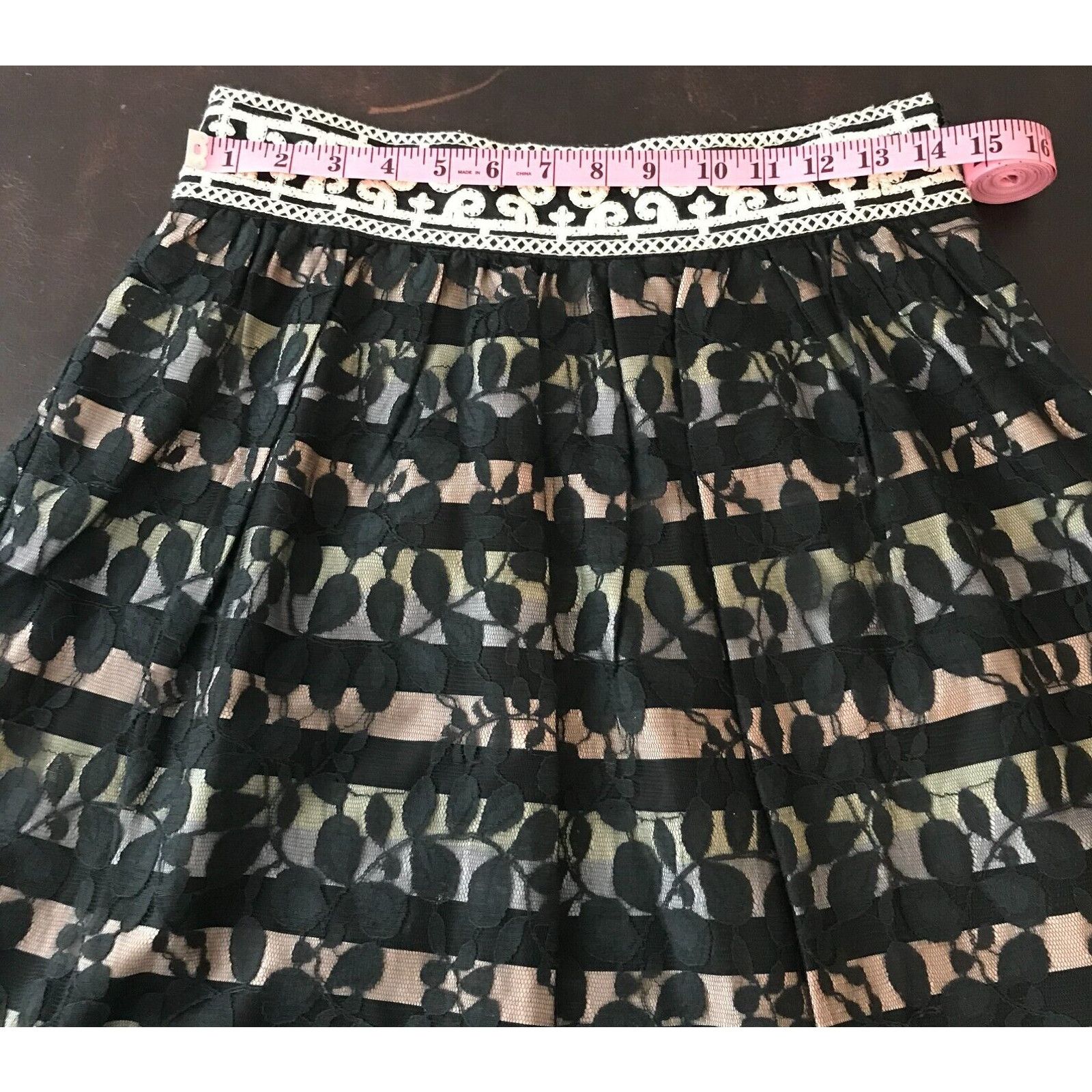 Anthropologie Anthropologie Floreat Charente Striped Lace A-Line Skirt Size 28" / US 6 / IT 42 - 4 Thumbnail