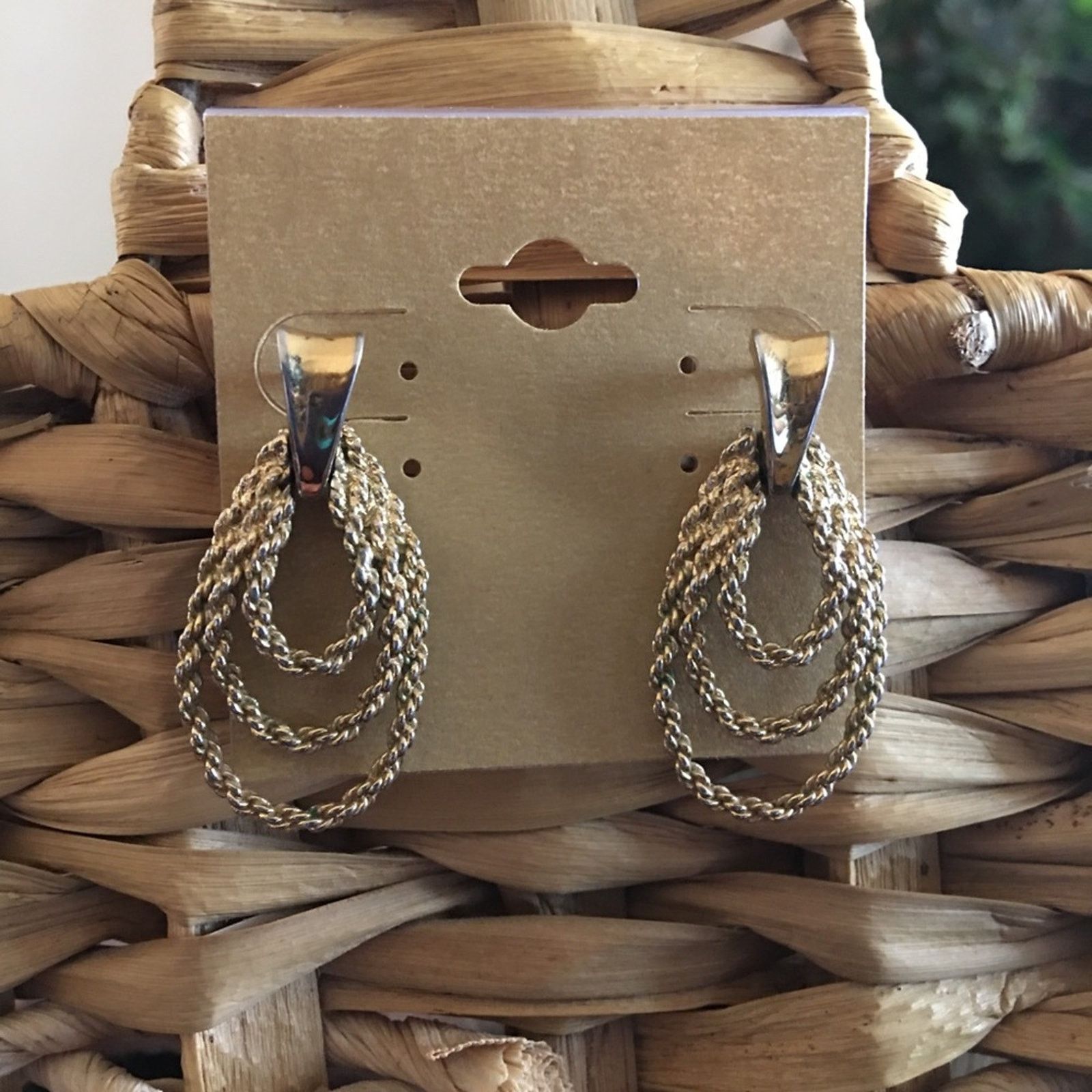 Vintage Vintage gold tone rope design pierced earrings Size ONE SIZE - 1 Thumbnail