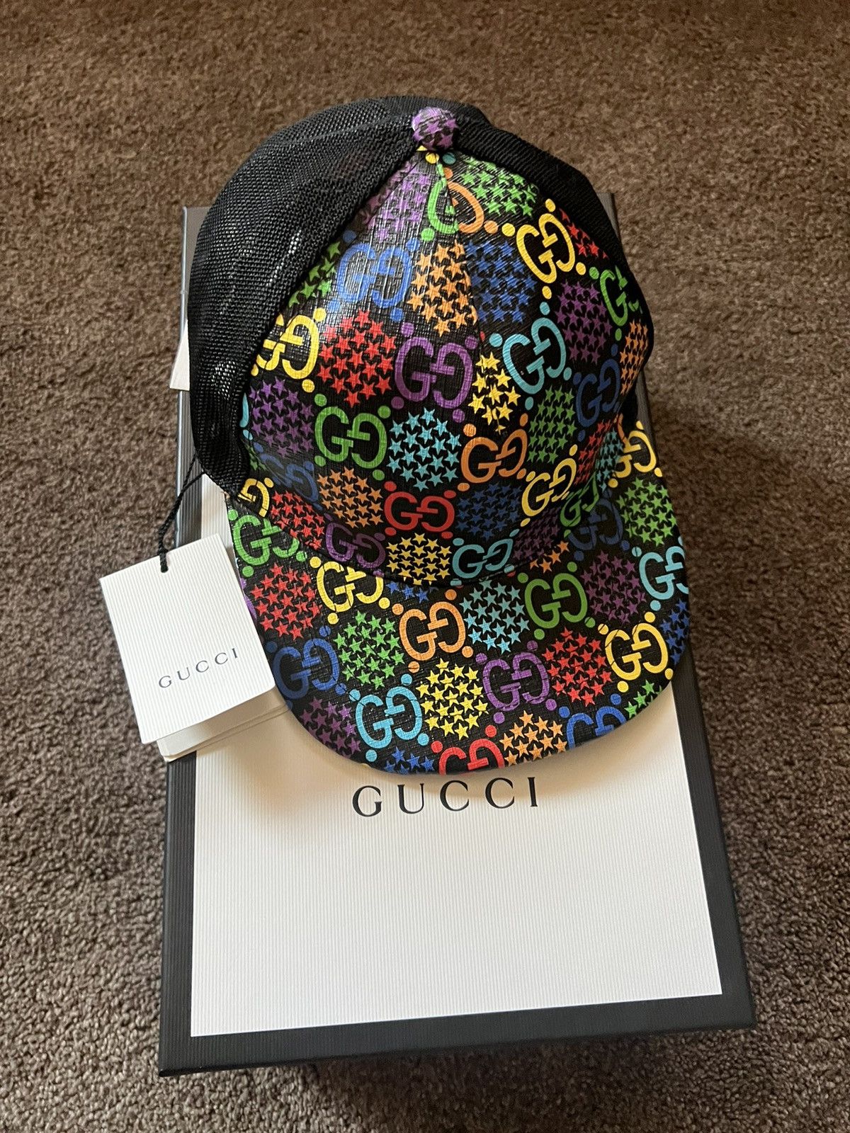 Gucci Gucci Men's Psychedelic GG Logo Monogram Print Hat Size ONE SIZE - 1 Thumbnail