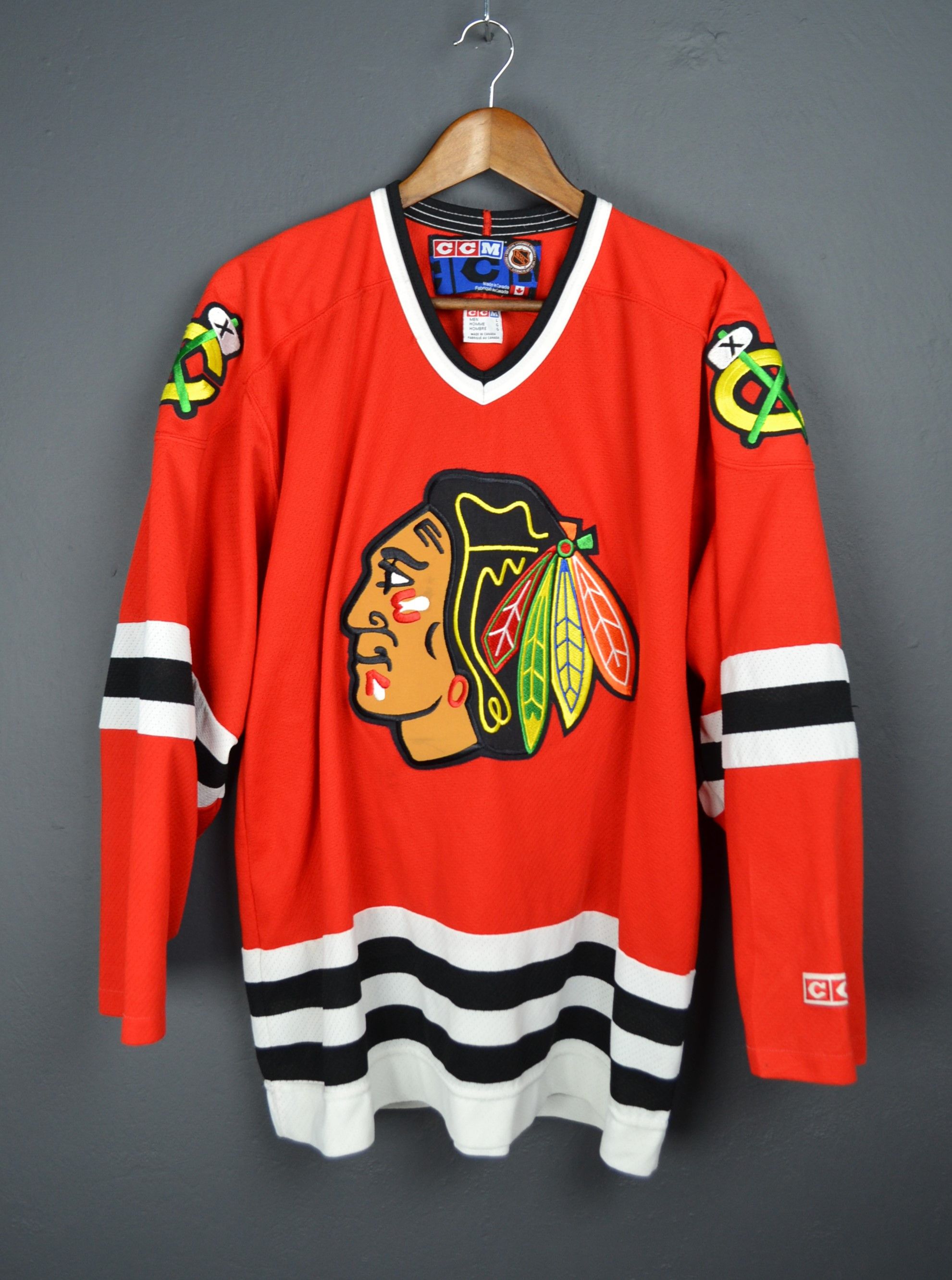 Chicago Blackhawks CCM Hockey NHL Red Jersey L Vintage
