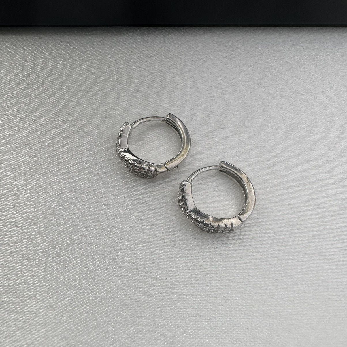 Designer 13mm CZ Bow Small Silver Hoop Earrings for Women Size ONE SIZE - 4 Thumbnail