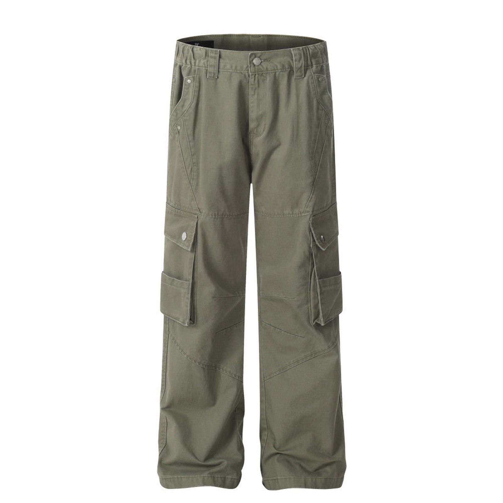Japanese Brand Olive Cargo Stacked Flared Pants, Wide Leg Pants Size US 30 / EU 46 - 5 Thumbnail