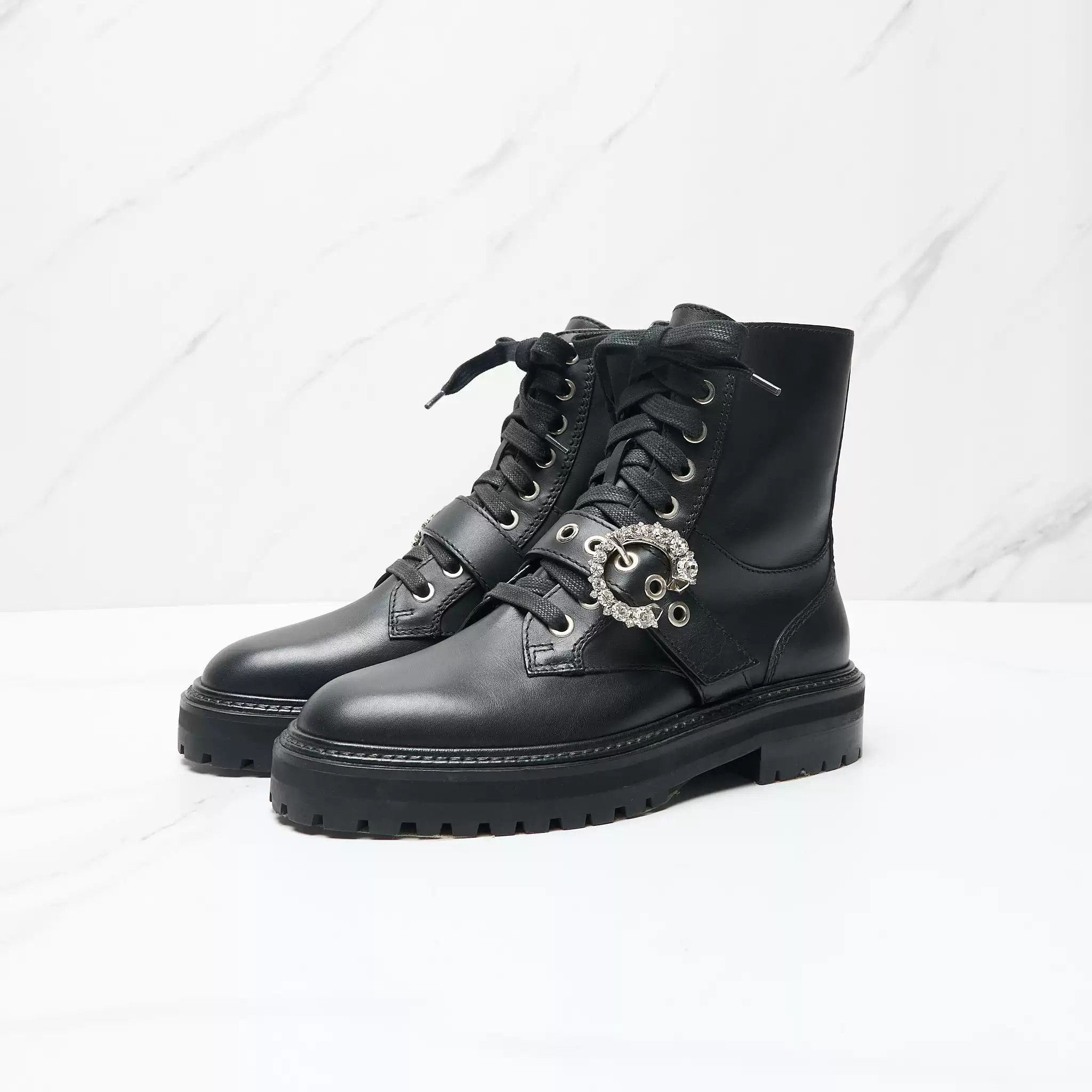 Jimmy Choo Jimmy Choo Women's Diamond Buckle Martin Boots Size US 6 / IT 36 - 1 Thumbnail