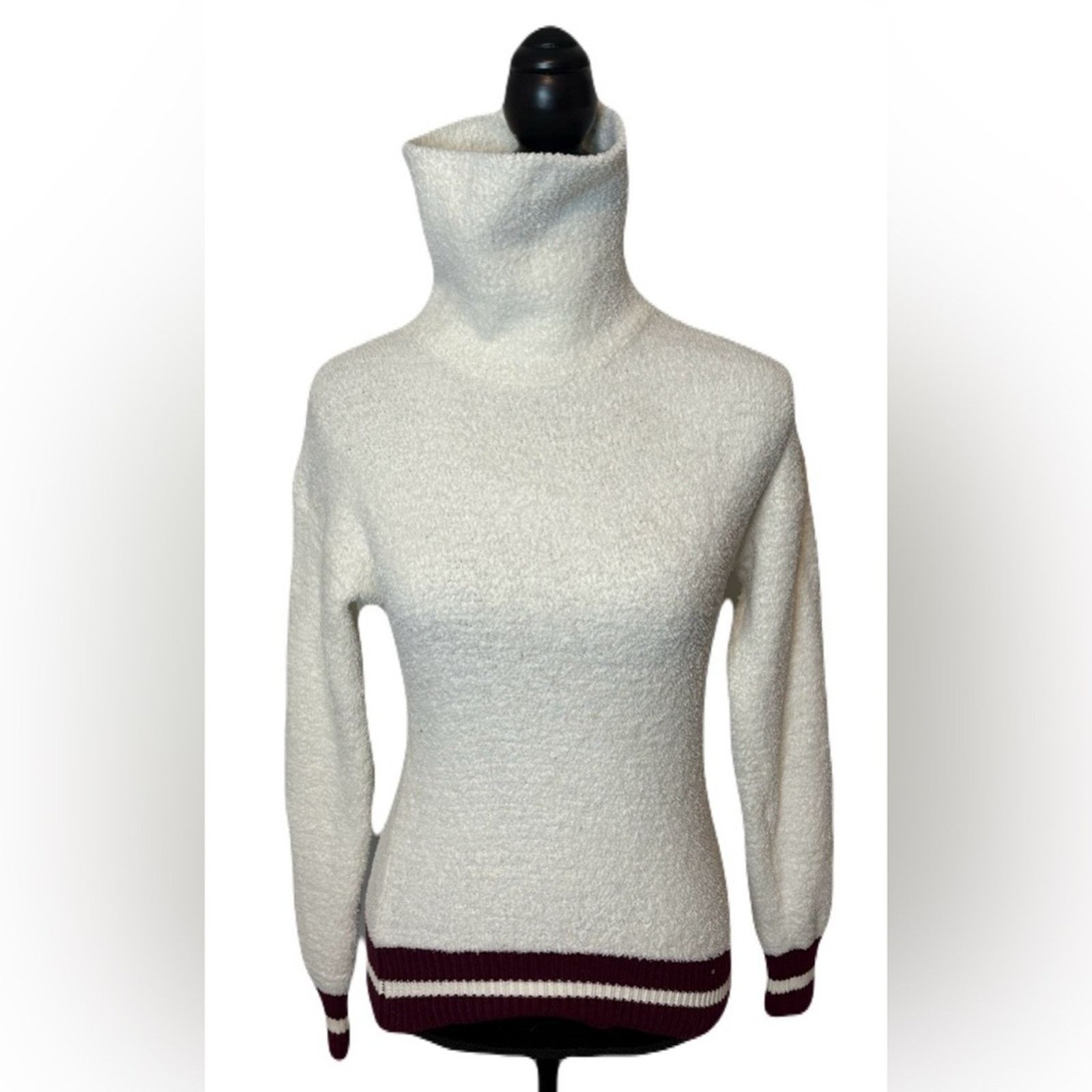 Forever 21 (Forever 21) Fuzzy Collegiate Turtleneck Sweater: Size Small Size S / US 4 / IT 40 - 1 Thumbnail
